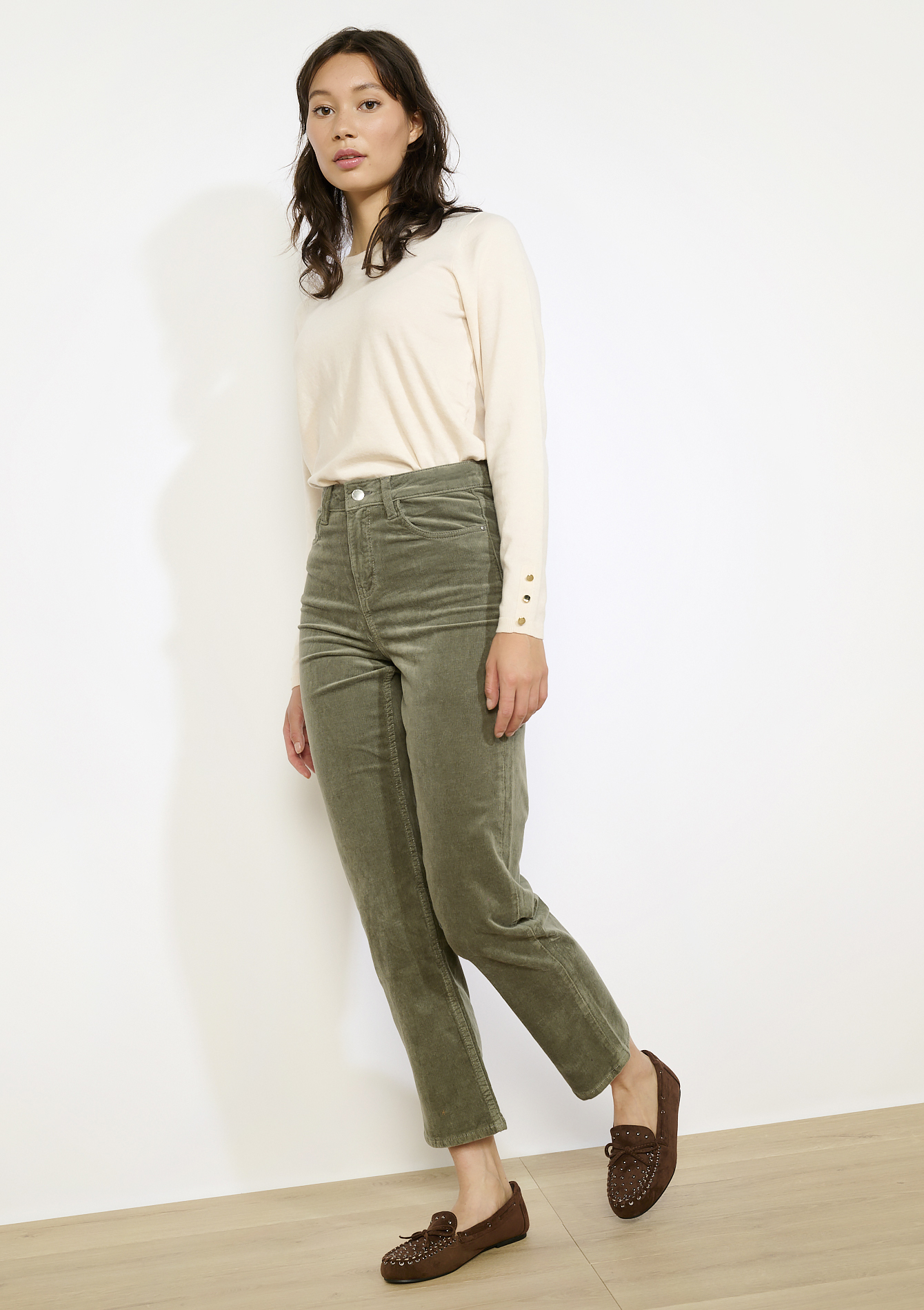 Pantalon velours taille haute, LOLALIZA