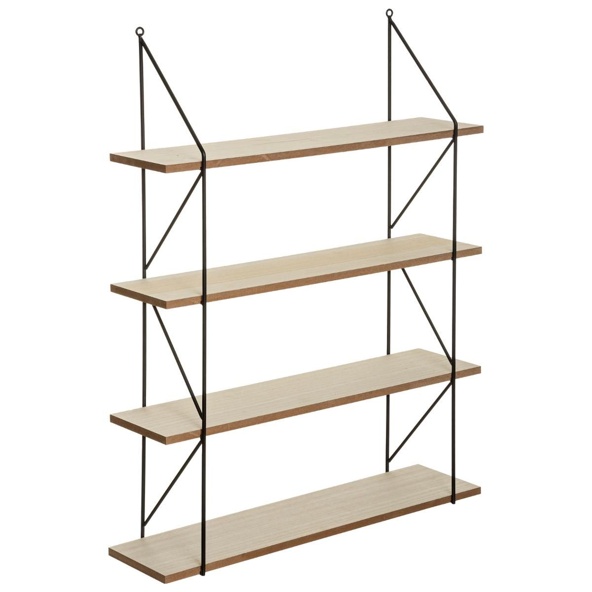 Étagère Ronde Sur Pied Atmosphera Timeo - Ø50cm, H55.8cm - Structure Fer, Plateau MDF Paulownia - Montée