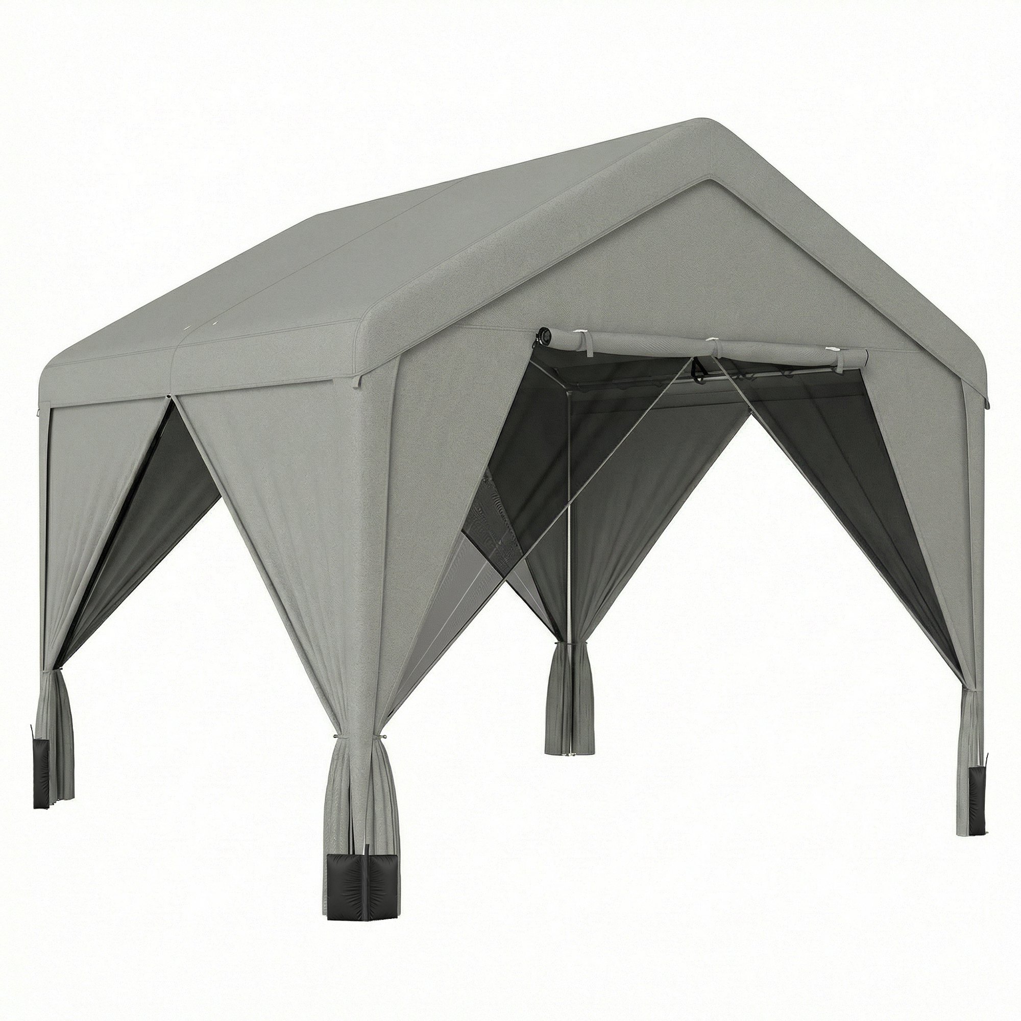 Gazebo Acier galvanisé Gris, OUTSUNNY