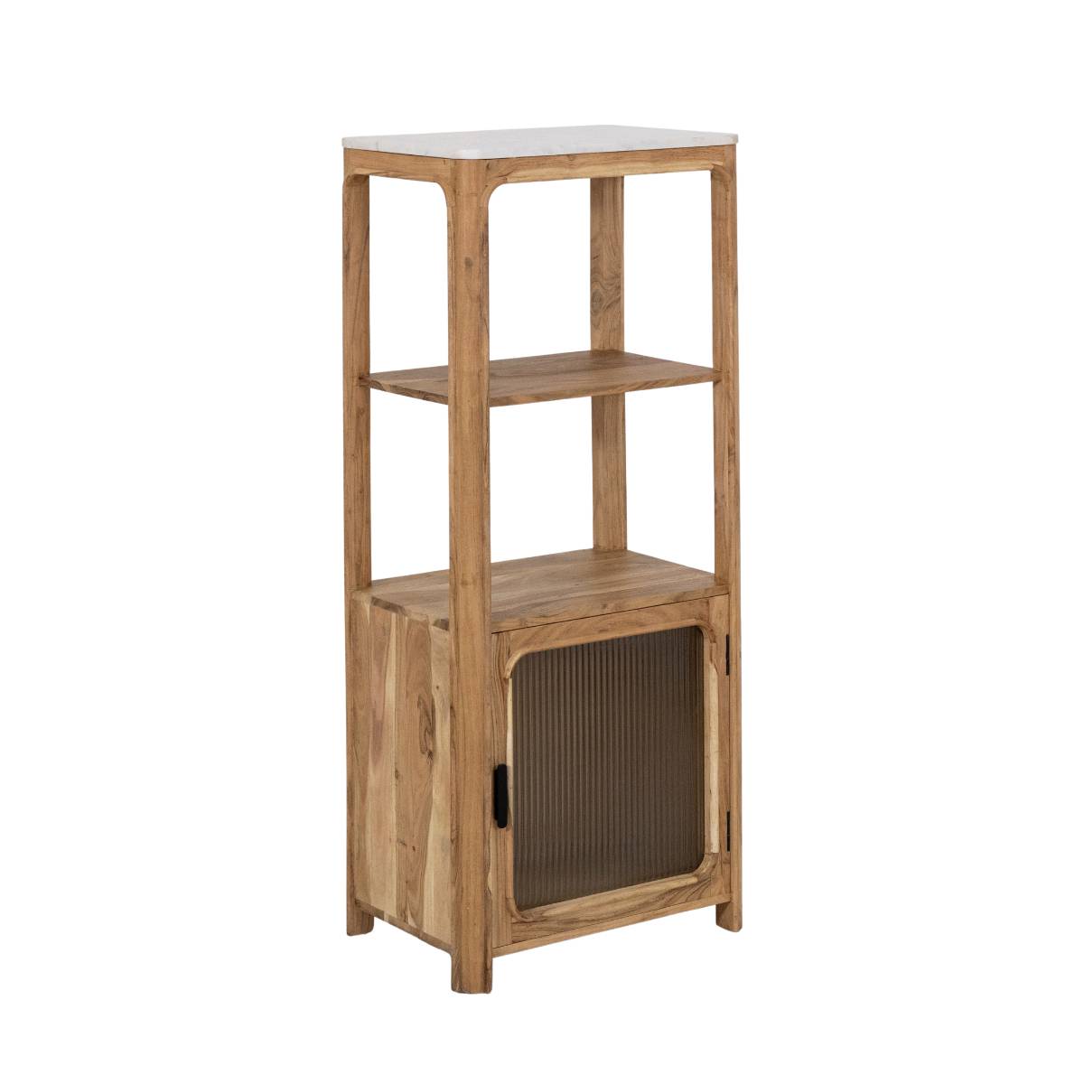 Colonne en bois d'acacia et marbre EMYR, MADE IN MEUBLES