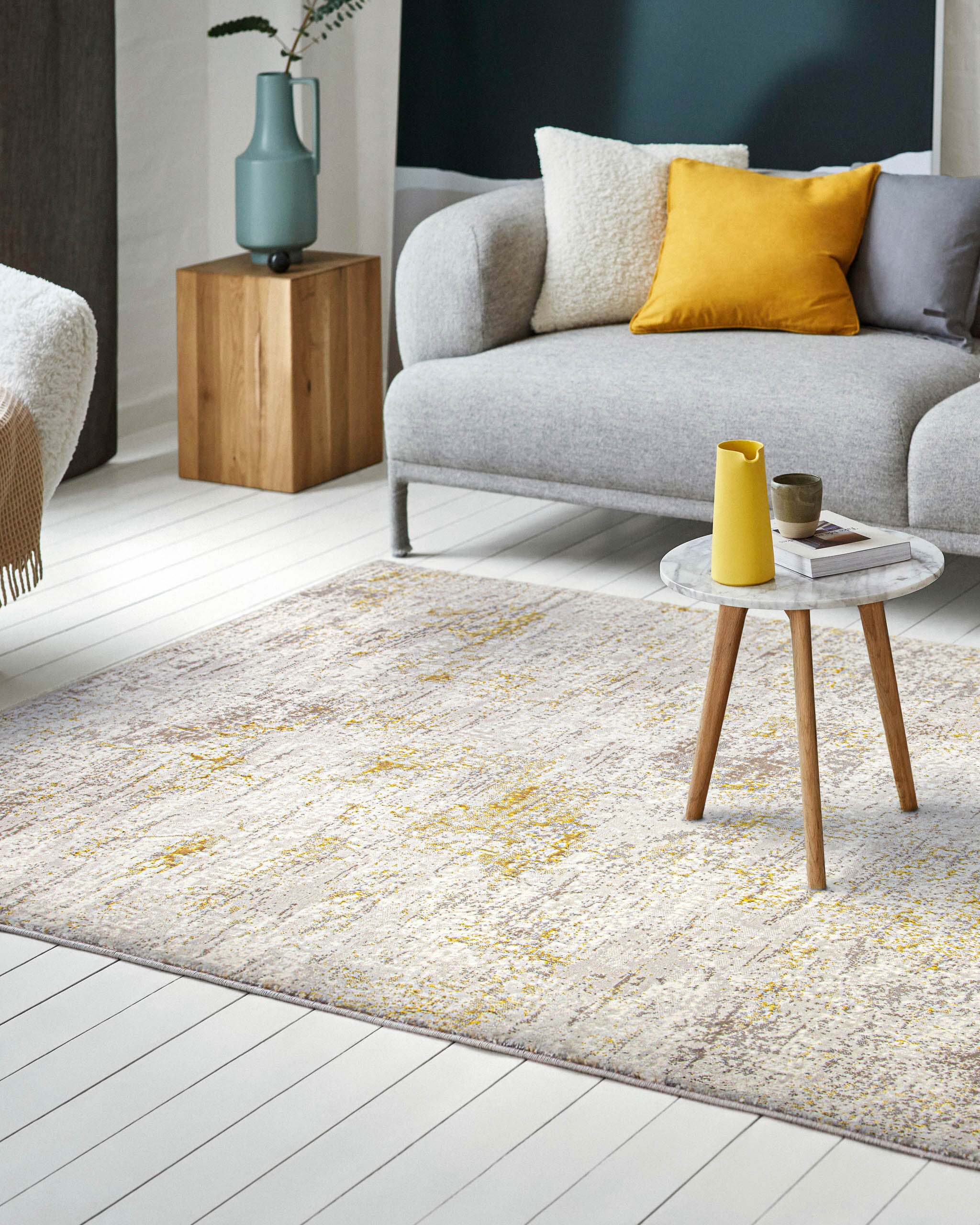 WECONhome Feel Vintage 2.0, tissé machine, tapis poils courts, certifié OEKO-TEX® (n° 11.HTR.94219) (80 x 150 cm, crème-or) , Feel Vintage 2.0, ESPRIT