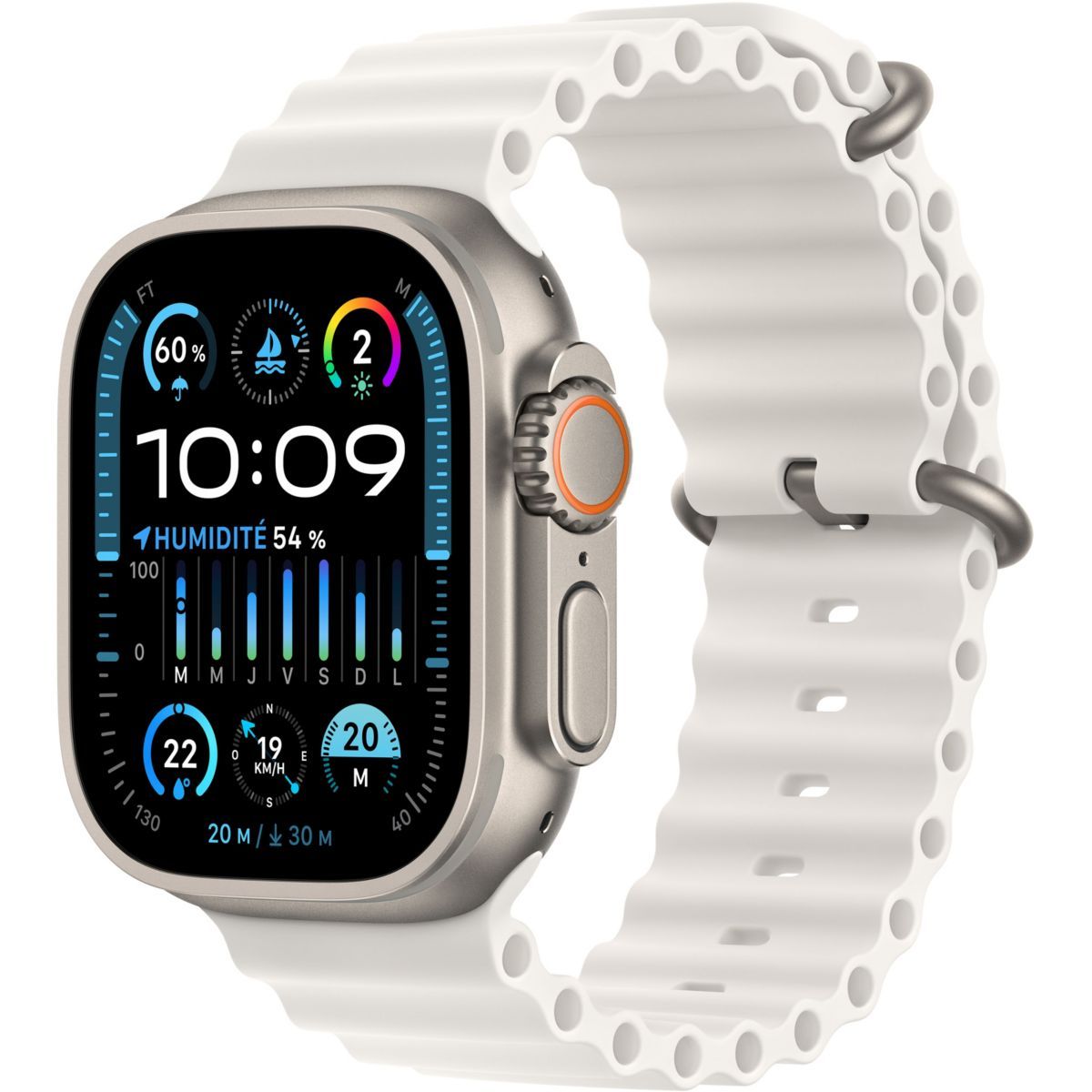 Montre connect e ultra 2 cellular 49mm titane boucle ocean blanc