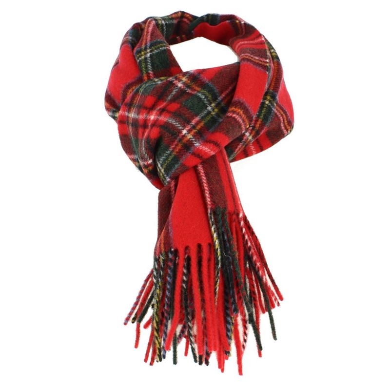 Écharpe frangée à carreaux Laines N°21 en coloris Rouge Femme Accessoires Écharpes et foulards 