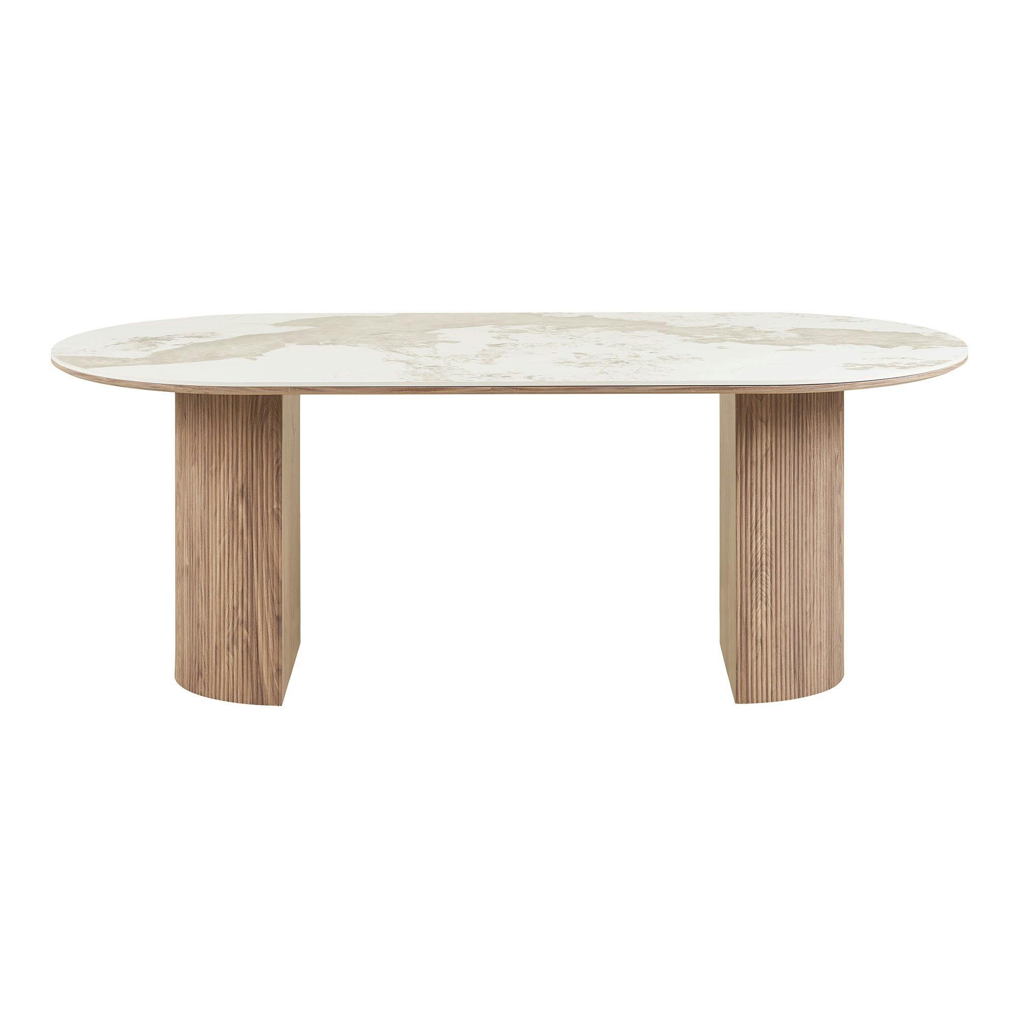 Table ovale en céramique blanche marbrée 210 cm PRATO, PIER IMPORT