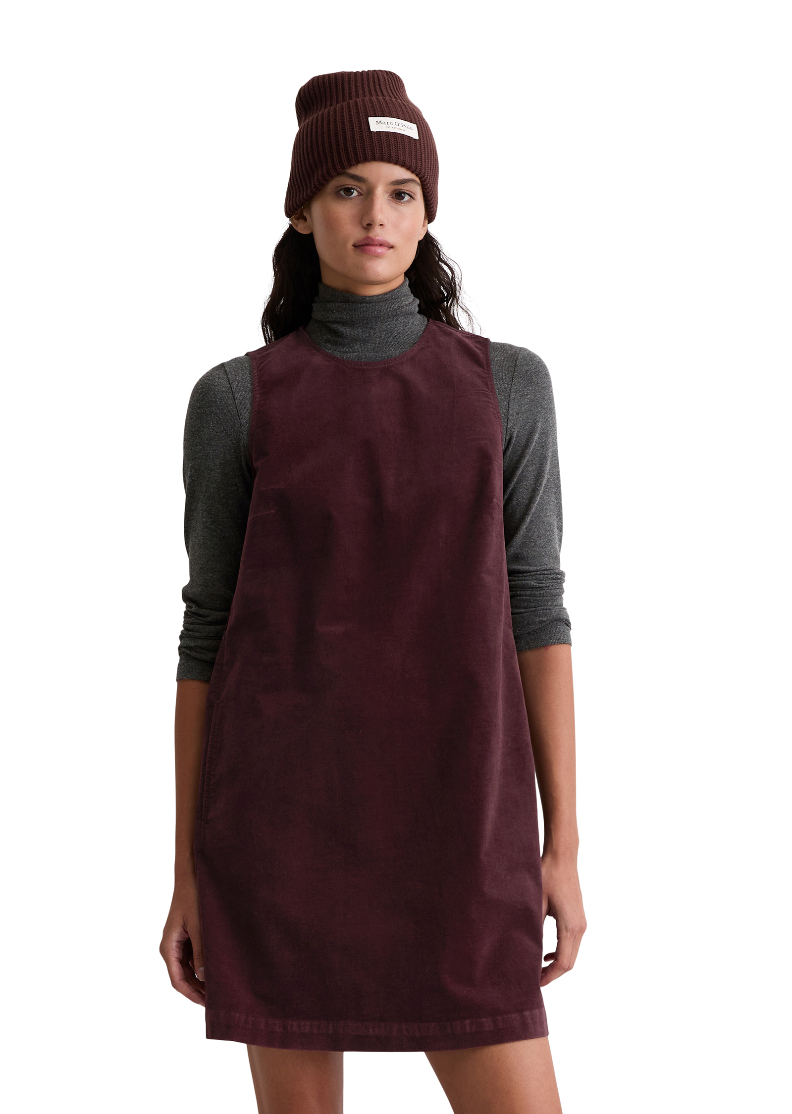 Robe courte en velours straight en coton organique-viscose stretch, MARC O'POLO