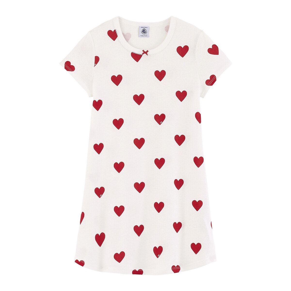 Chemise de nuit manches courtes imprim coeur Petit Bateau La