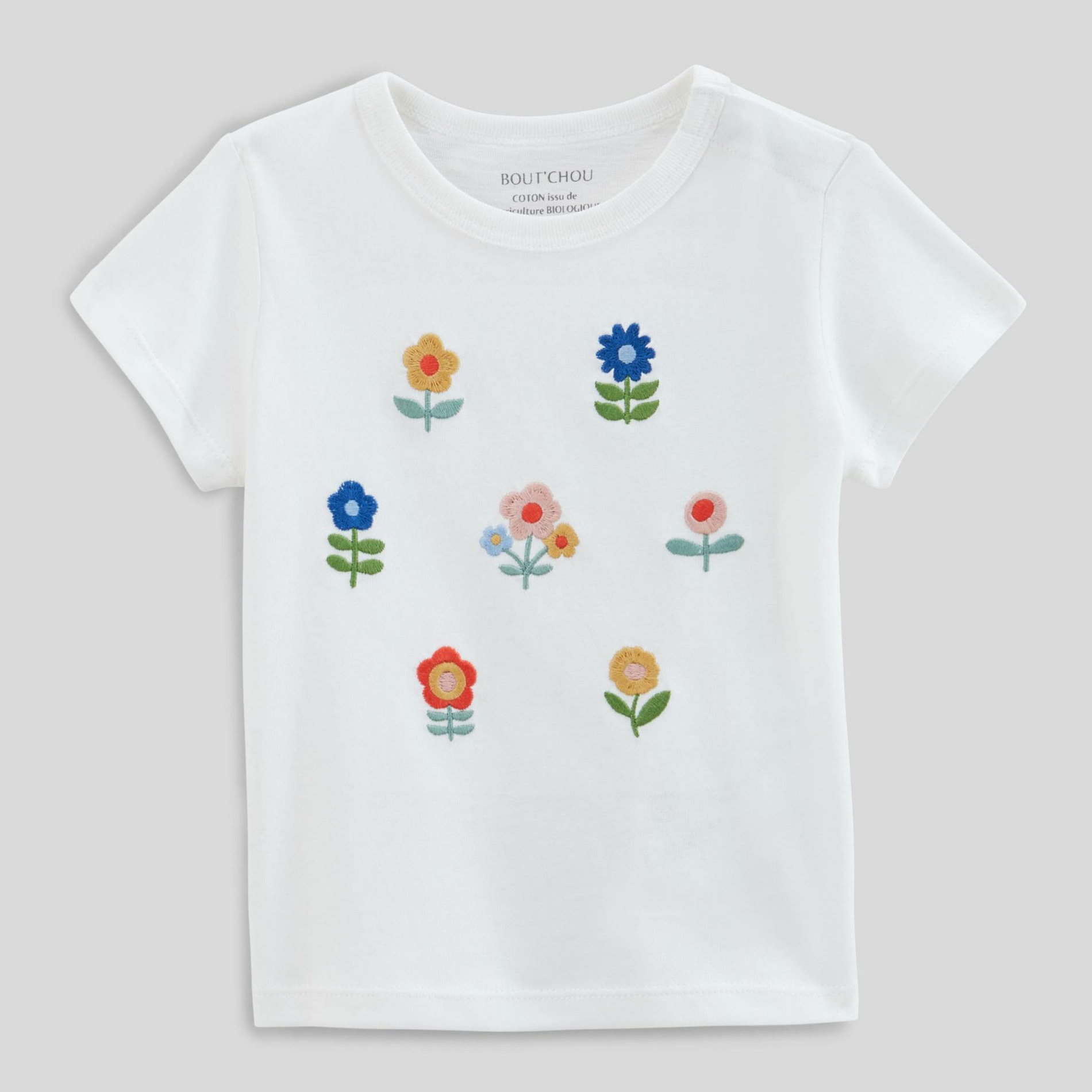 T-shirt manches courtes brodé en coton BIO GOTS, BOUT'CHOU