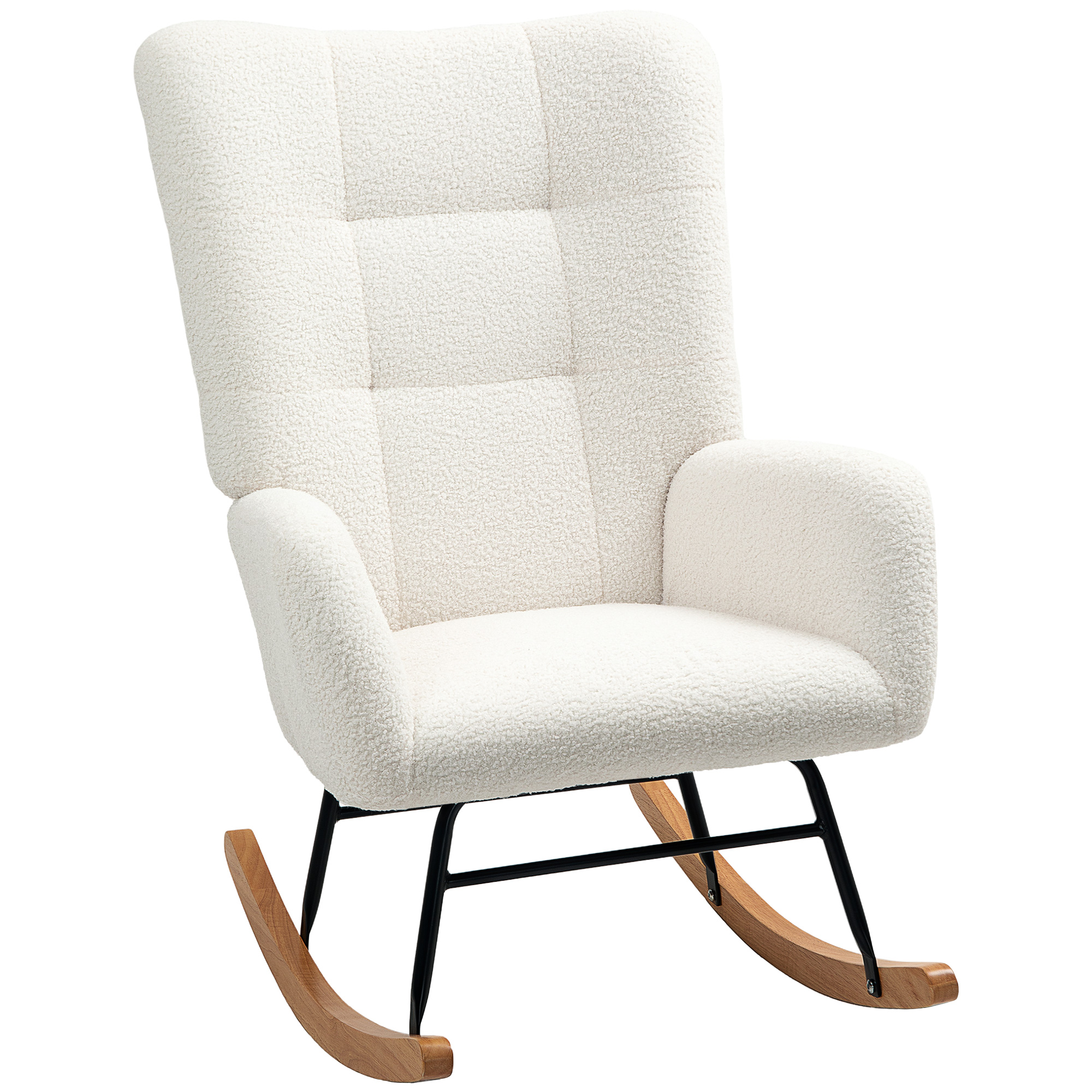 Fauteuil à bascule Laine bouclée Crème, HOMCOM