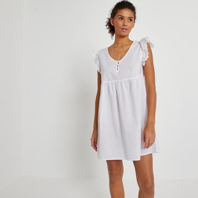 Cotton Nightdress with Broderie Anglaise Ruffles LA REDOUTE COLLECTIONS