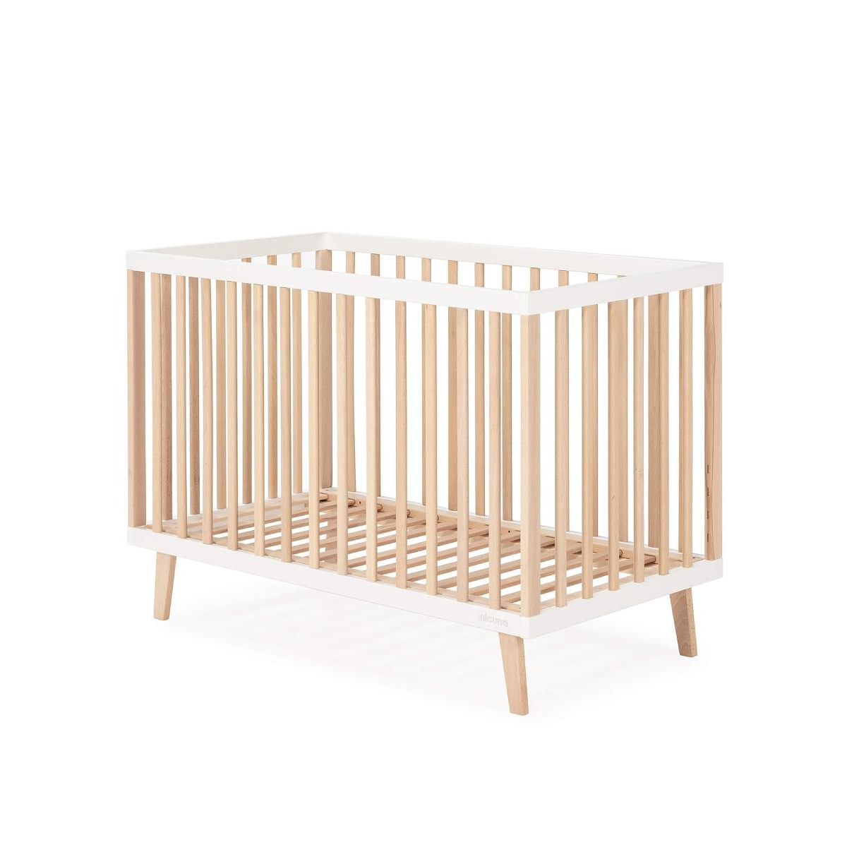 Lit Mencia 120x60 cm Blanc/Bois, MICUNA