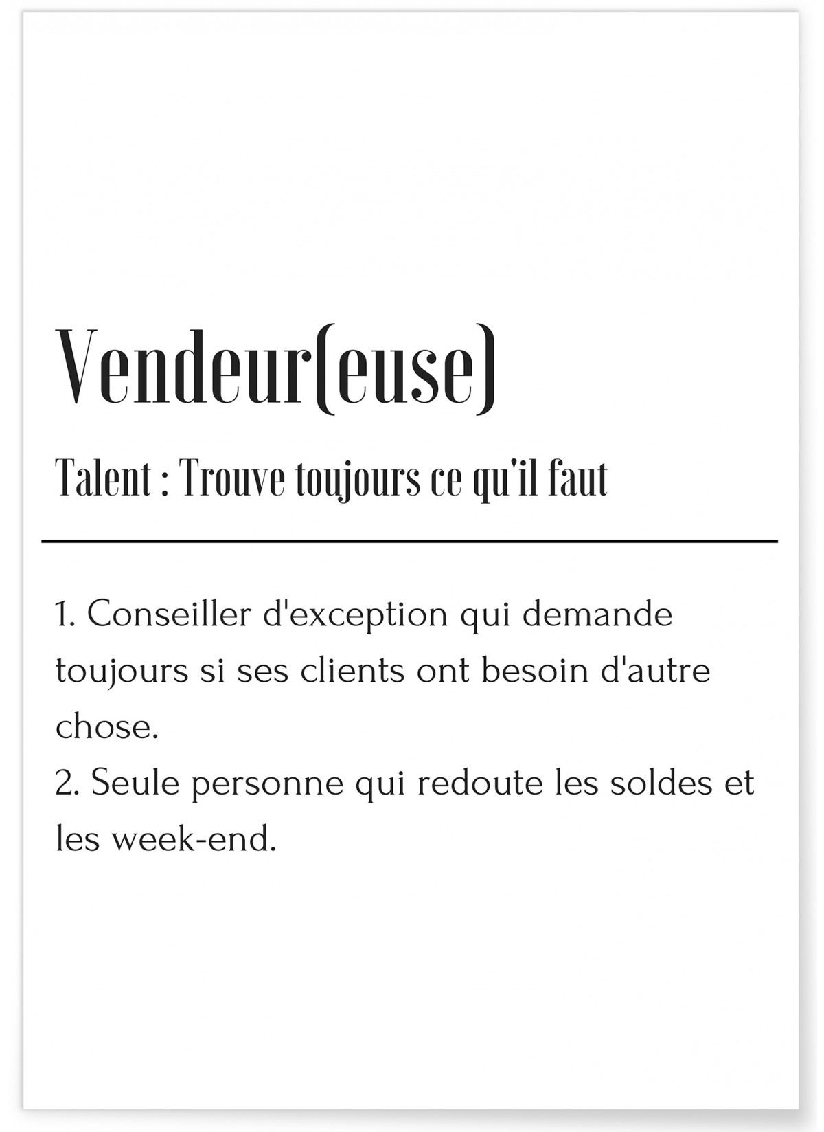 Affiche Définition Vendeur, L'AFFICHERIE