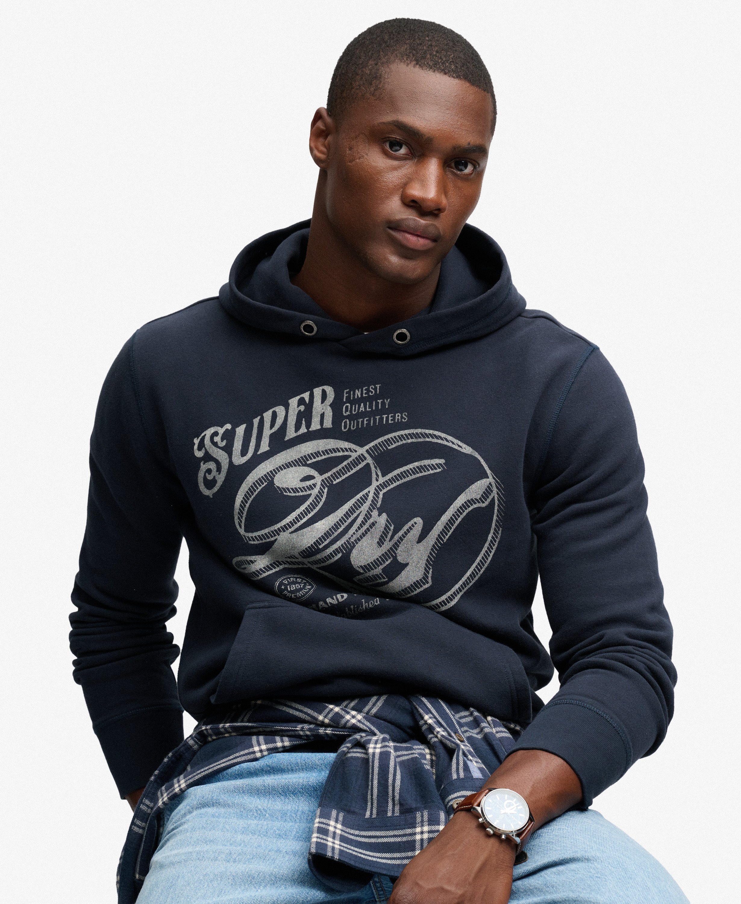 Sweat à capuche Vintage Script coupe décontractée, SUPERDRY