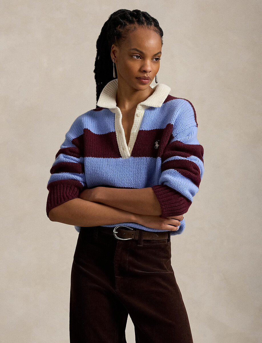 Pull col polo à rayures, POLO RALPH LAUREN