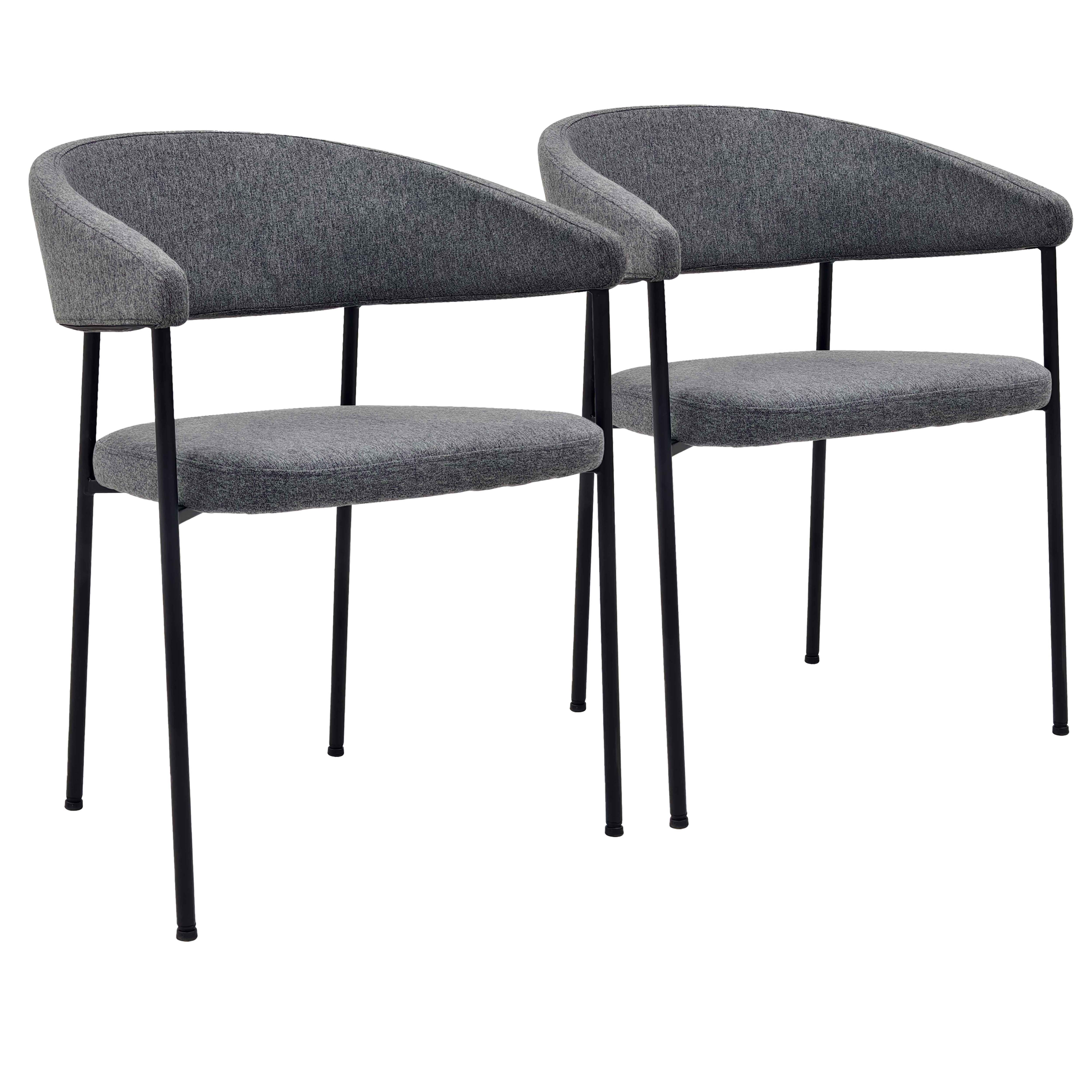 Lot de 2 chaises en tissu et métal, ADELE, OVIALA