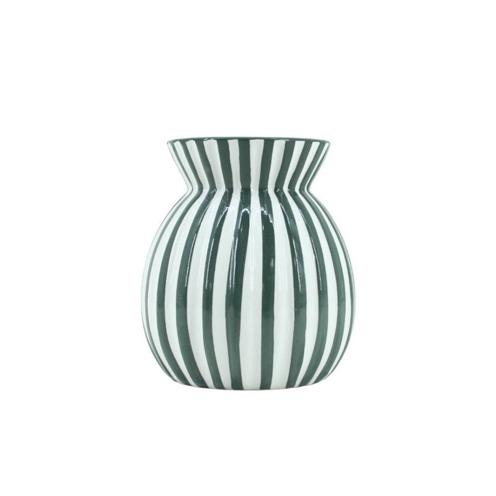 Vase céramique à rayures, H19cm, ORNAMI