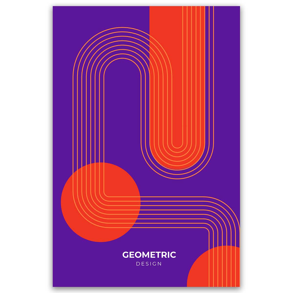 Tableau géométrique moderne violet et orange, HEXOA