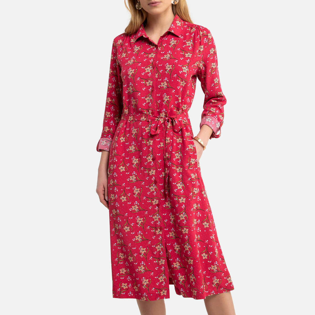 midi long sleeve shirt dress