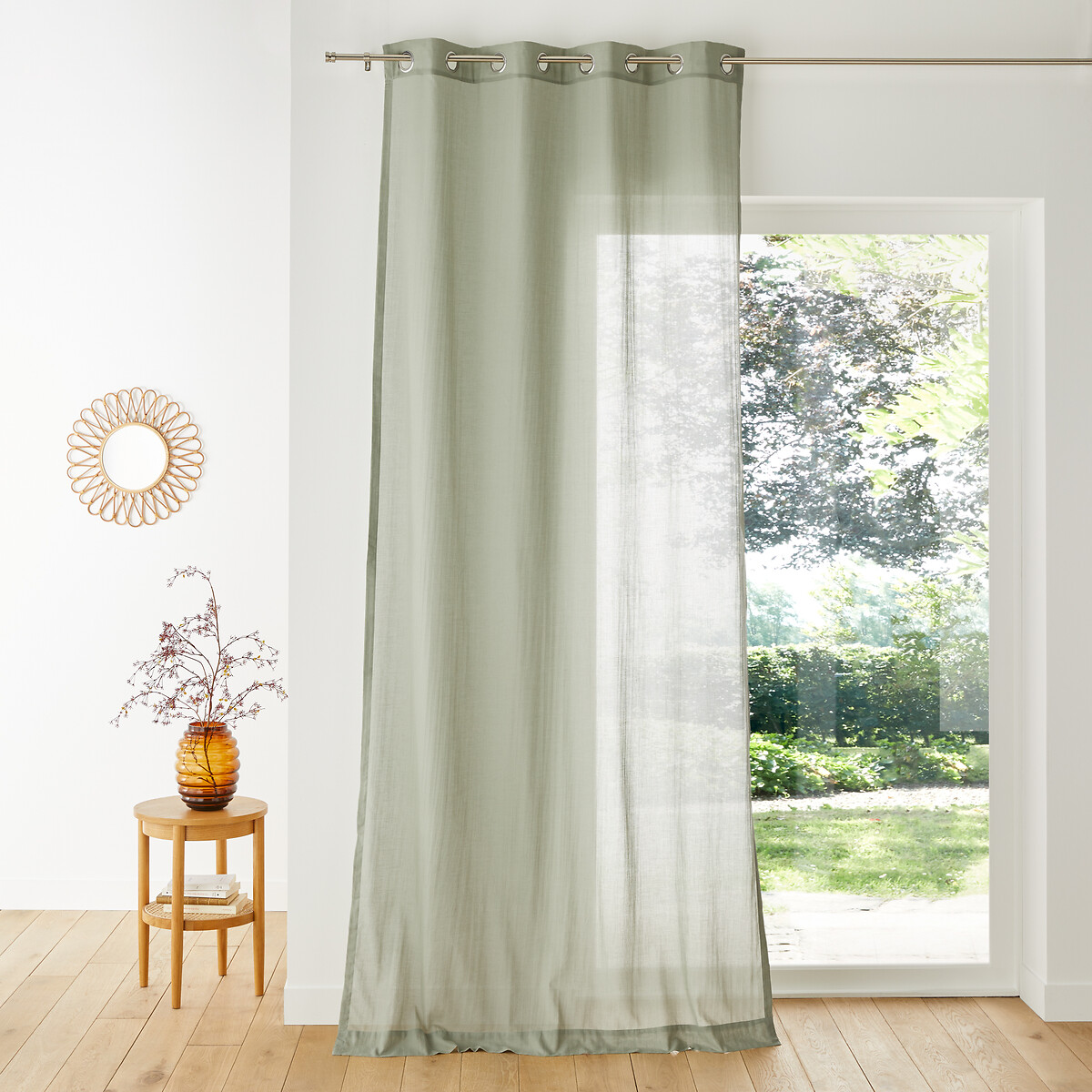 Rideau Voilage Gris Clair La Redoute Intérieurs - 350 X 140 Cm, Oeillets, Polyester