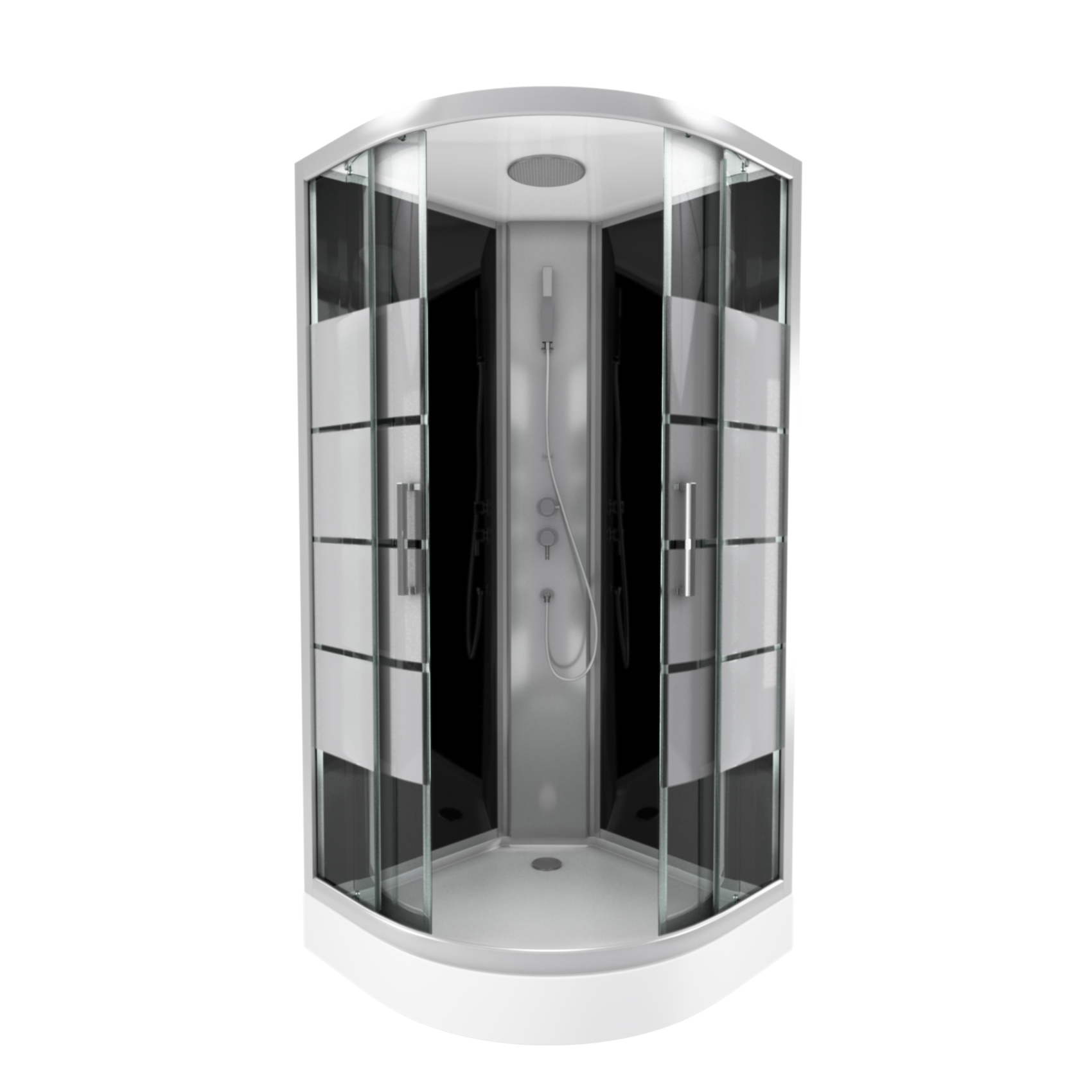 Cabine de douche 1/4 de cercle avec portes coulissantes, HOME MAISON
