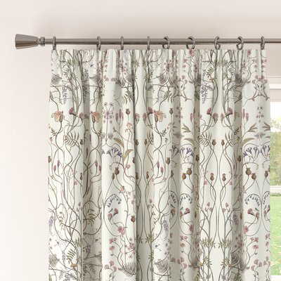 Wildflower Garden Whisper White Blackout Pencil Pleat Pair of Curtains THE CHATEAU BY ANGEL STRAWBRIDGE