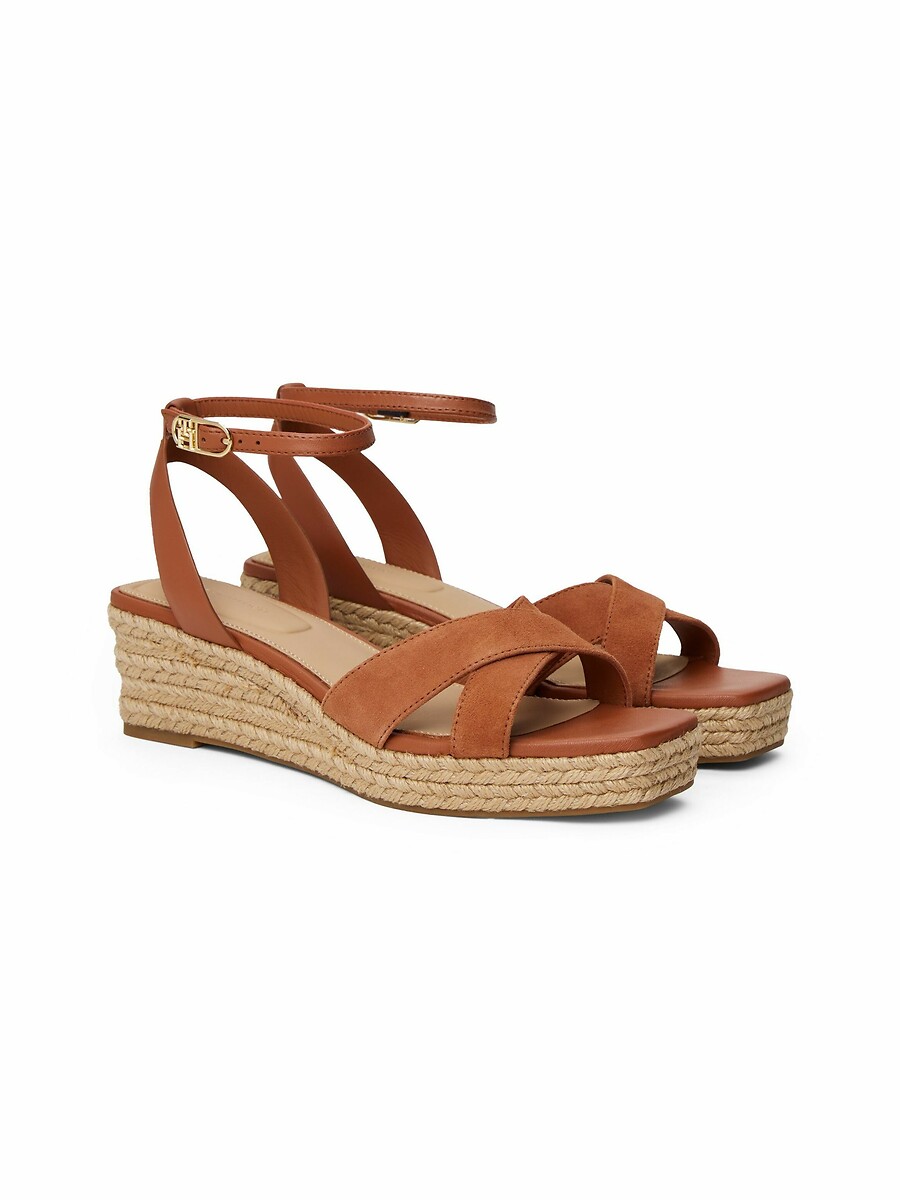 Sandales compensées en cuir, TOMMY HILFIGER
