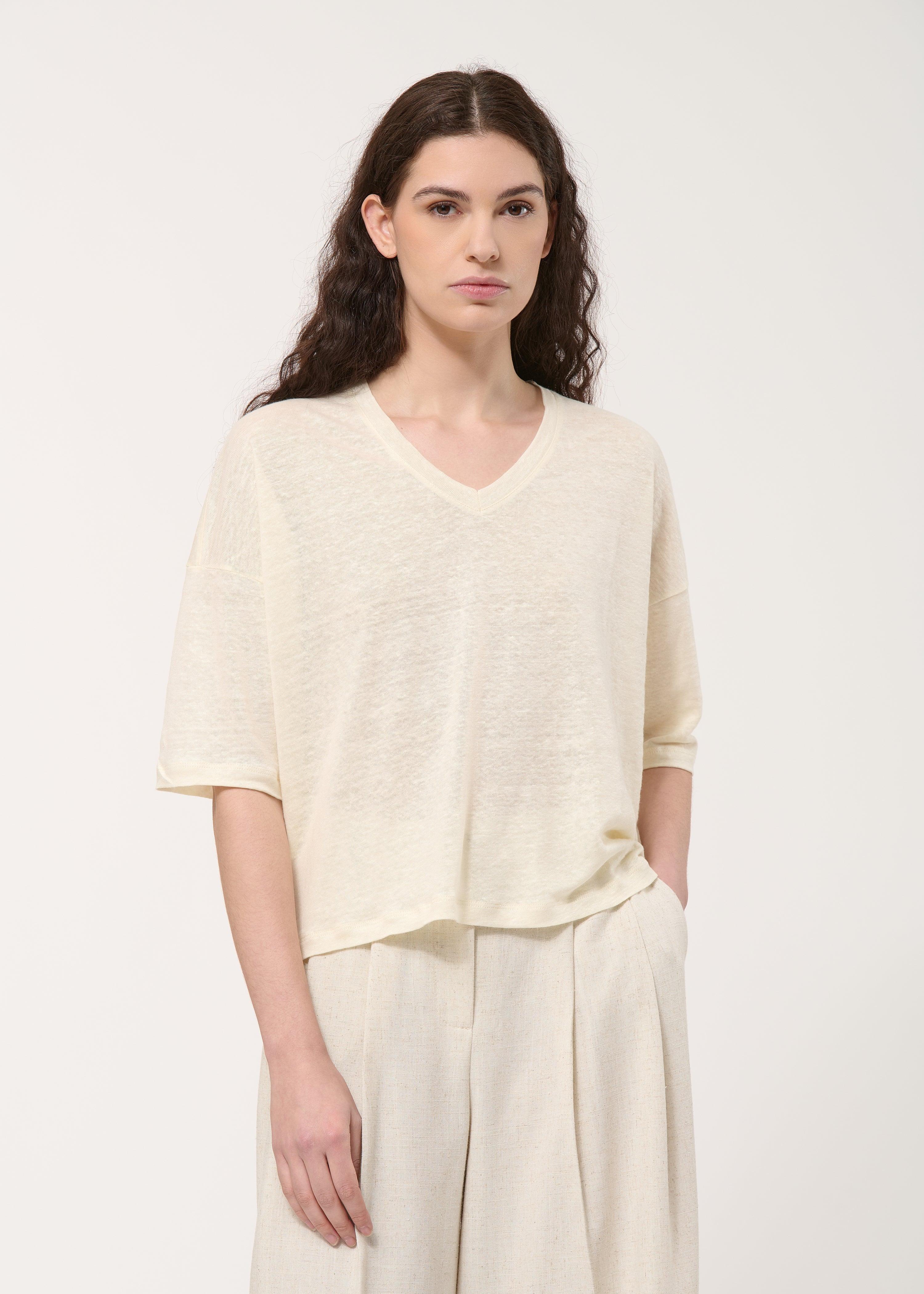 T-shirt ample en lin manches courtes, HUMILITY