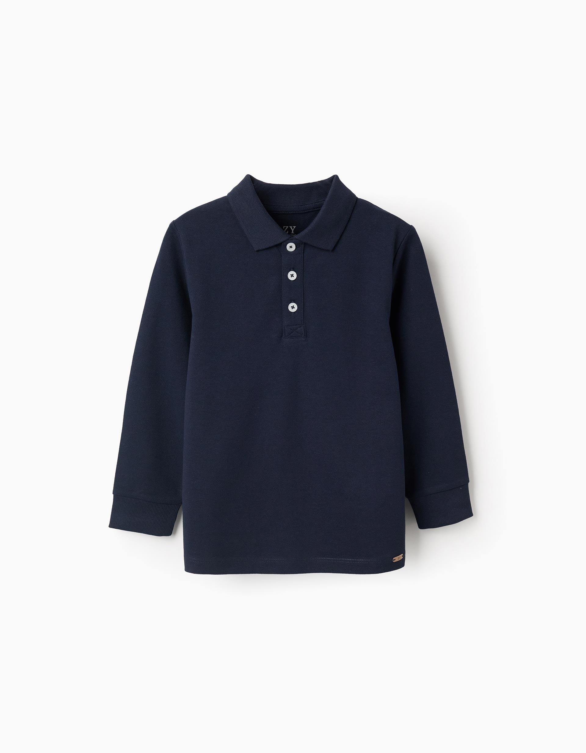 Polo à manches longues en piqué de coton, ZIPPY