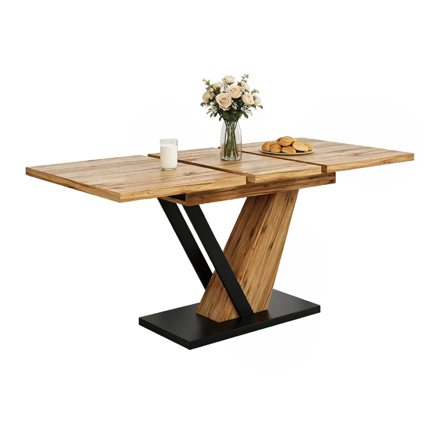 Table à manger extensible à allonge papillon intégrée, ZARAG, MEUBLES COSY