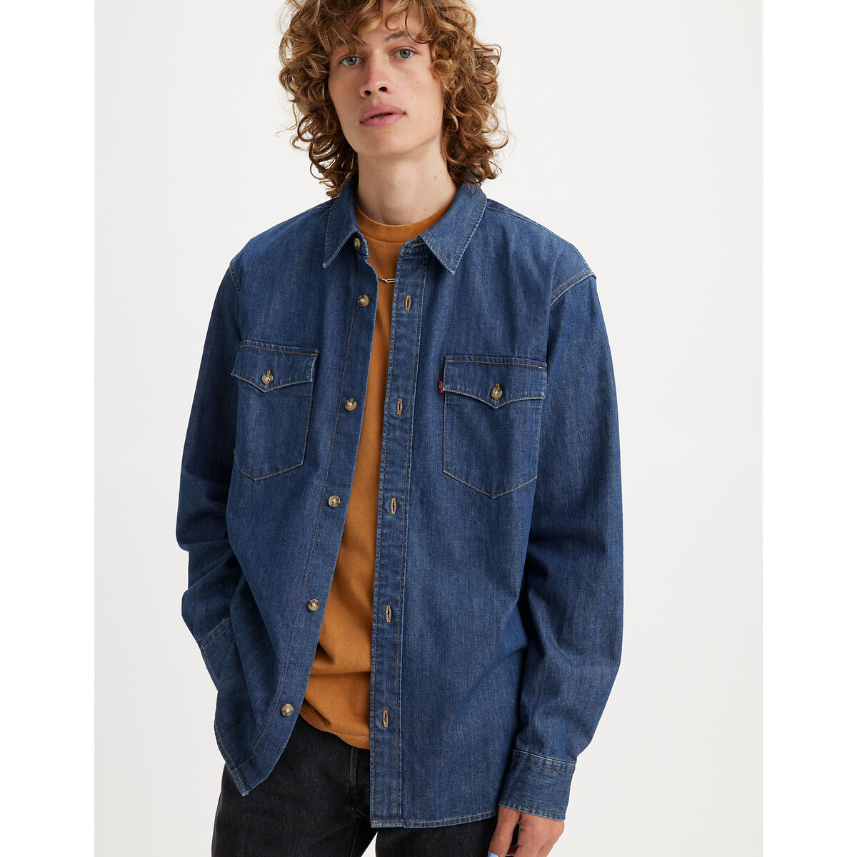 Image of Denim Western Shirt, Relaxed Fit