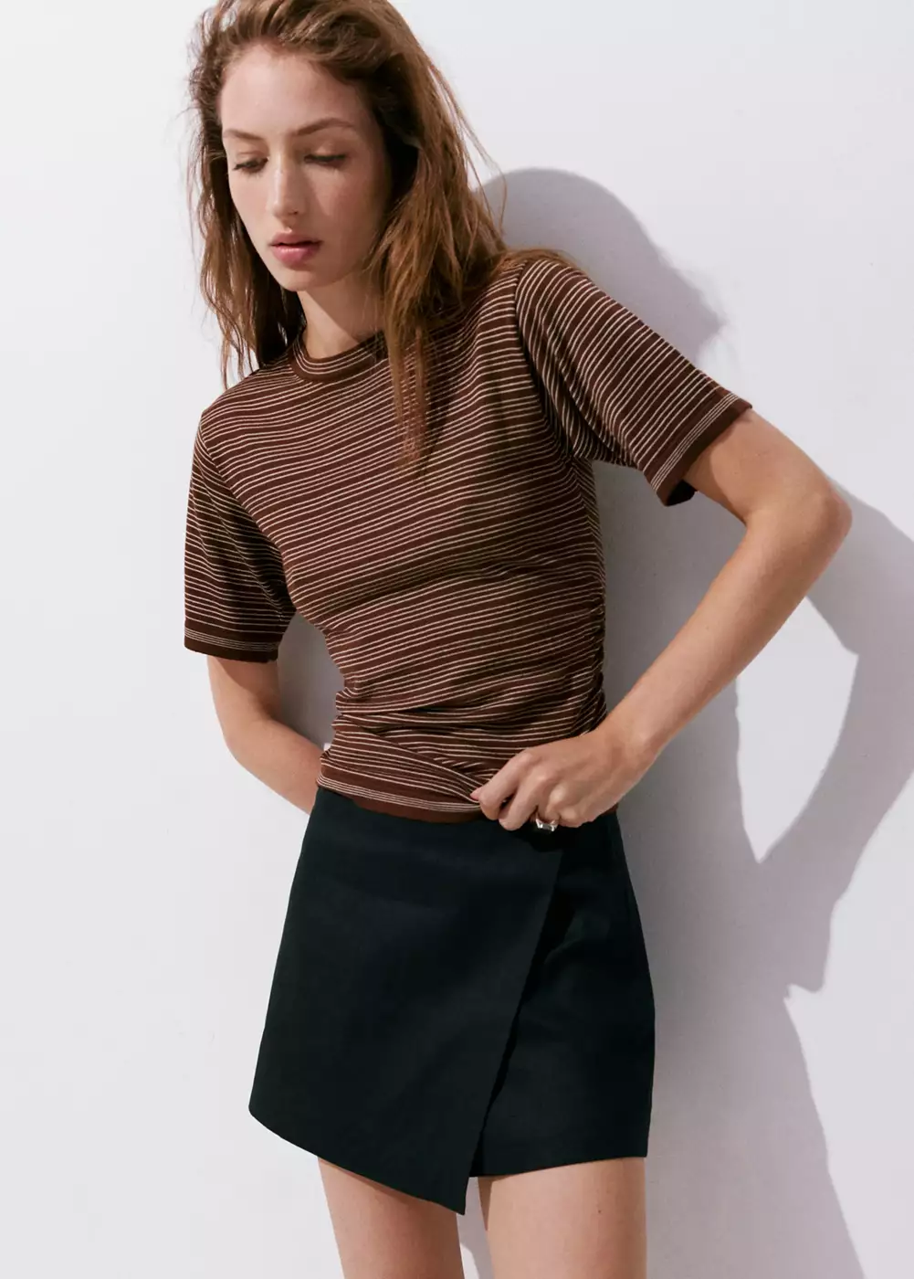Pull-over rayures manches courtes, MANGO