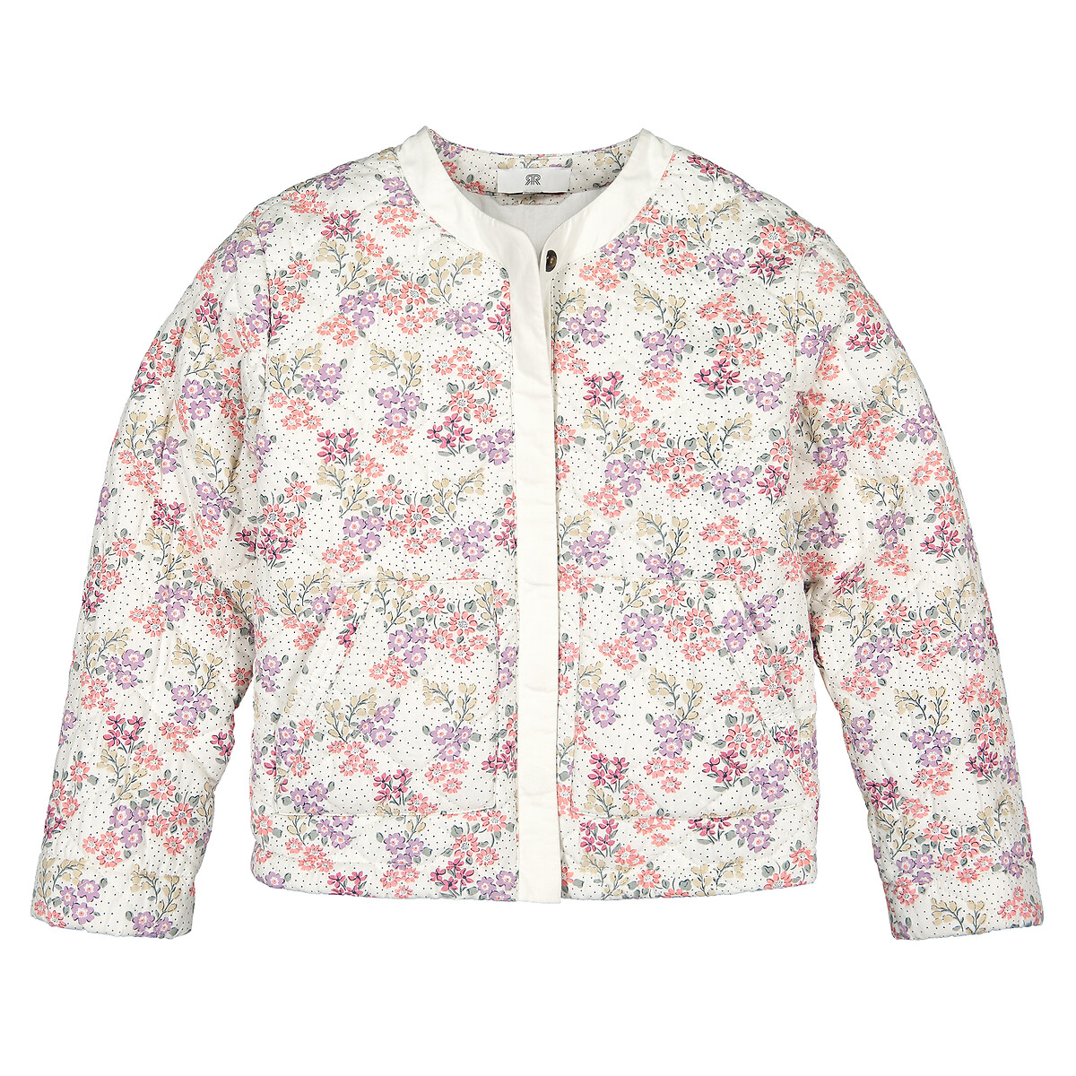 Floral cotton quilted jacket, 3-14 years , ecru print, La Redoute ...