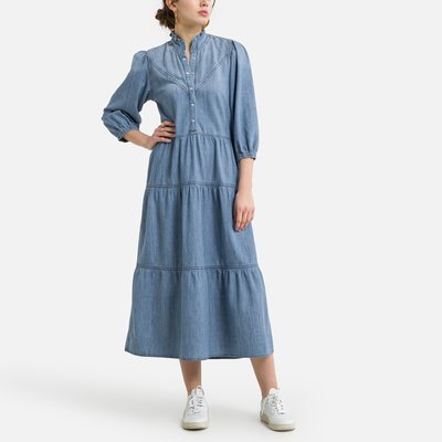 Willow Denim Relaxed Dress With Ruffled Collar BA&SH