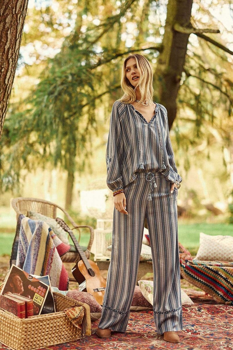 Paha Wide Leg Trousers in Striped Cotton, LA PETITE ETOILE