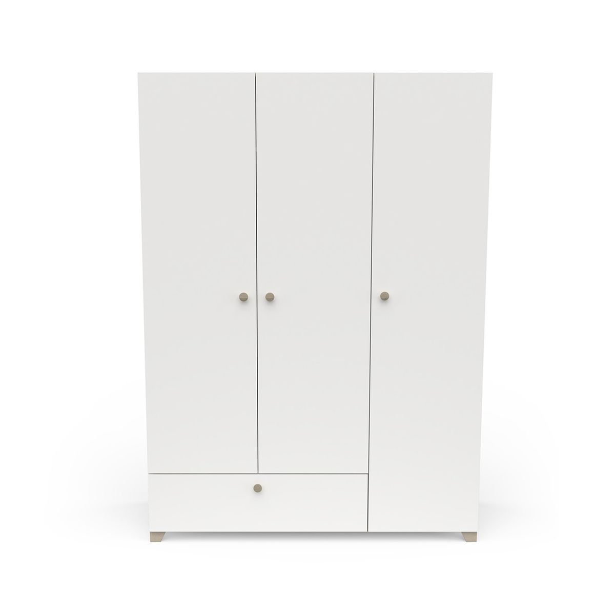 Armoire 3 portes et 1 tiroir avec penderie et lingère décor chêne kronberg  et blanc - l 134,6 cm Couleur bois clair Calicosy