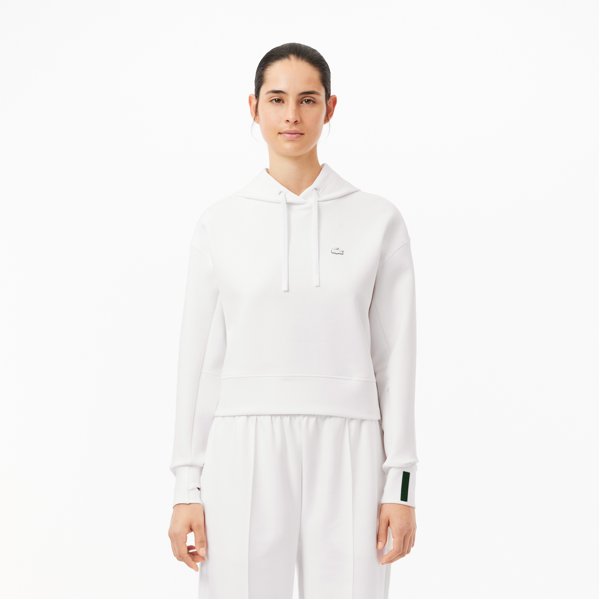 Sweatshirt à capuche court coton, LACOSTE