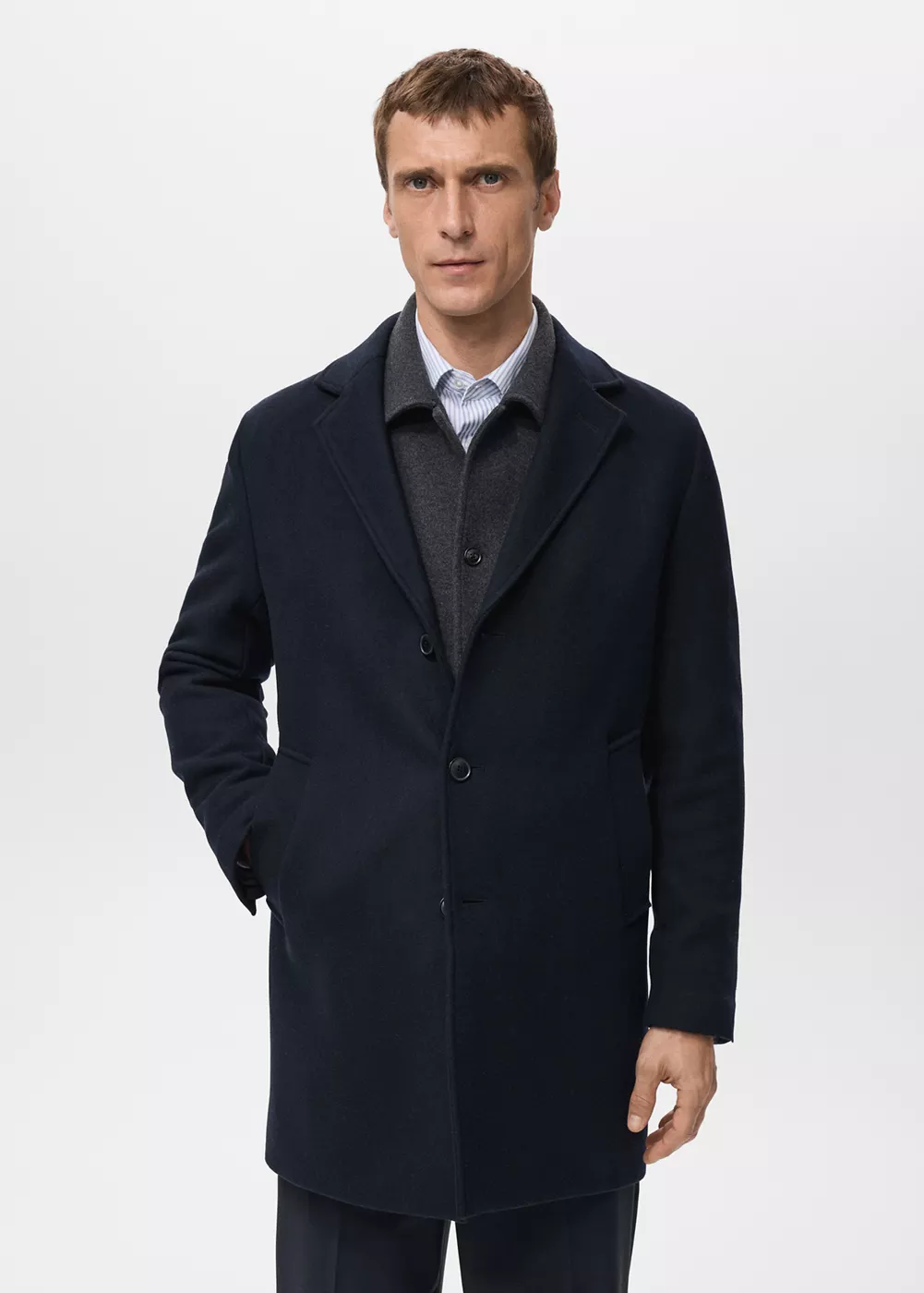 Manteau léger laine recyclée, MANGO MAN