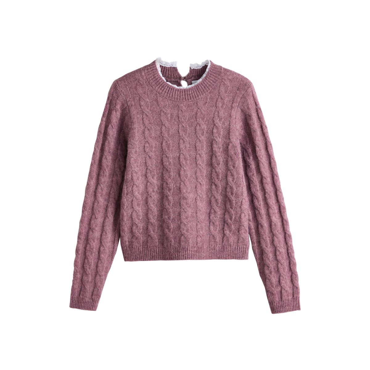 Pull en maille torsadée avec col dentelle, NEXT