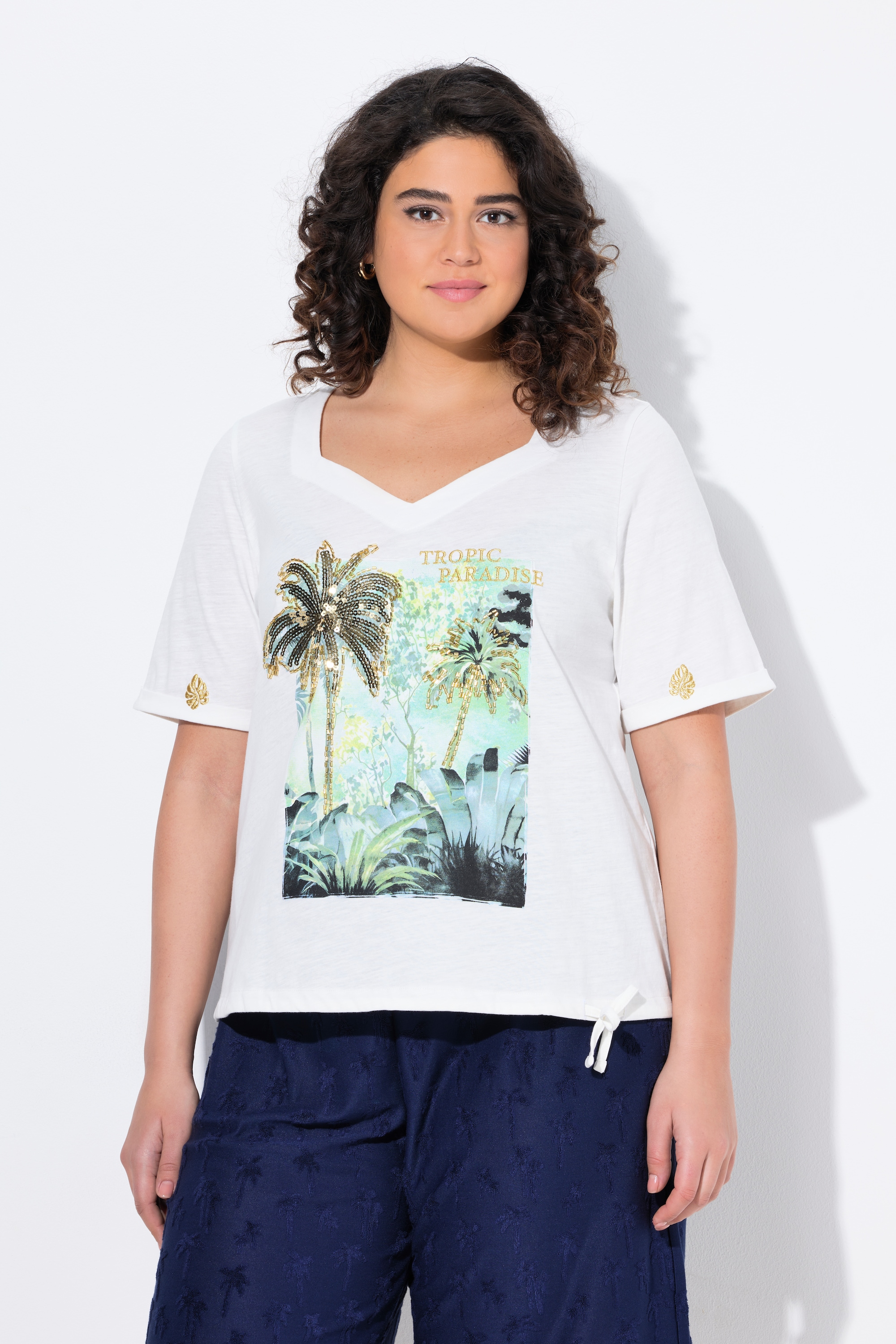 T-shirt, cordon de serrage, motif palmiers, ULLA POPKEN