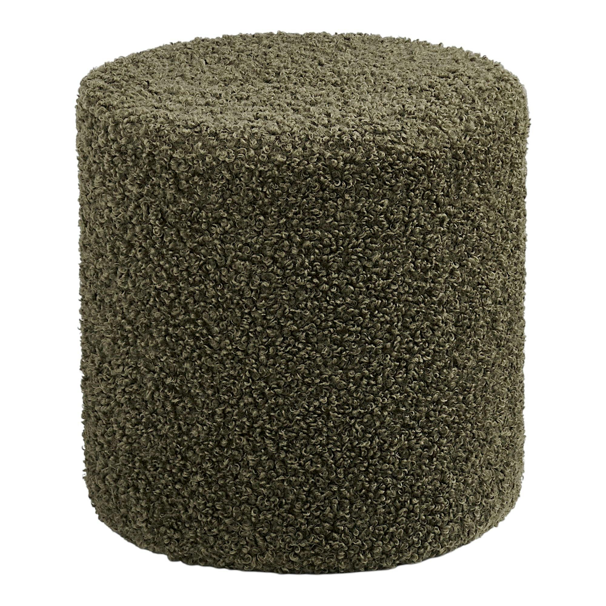 Pouf rond en bouclette verte teddy BERLIN, PIER IMPORT