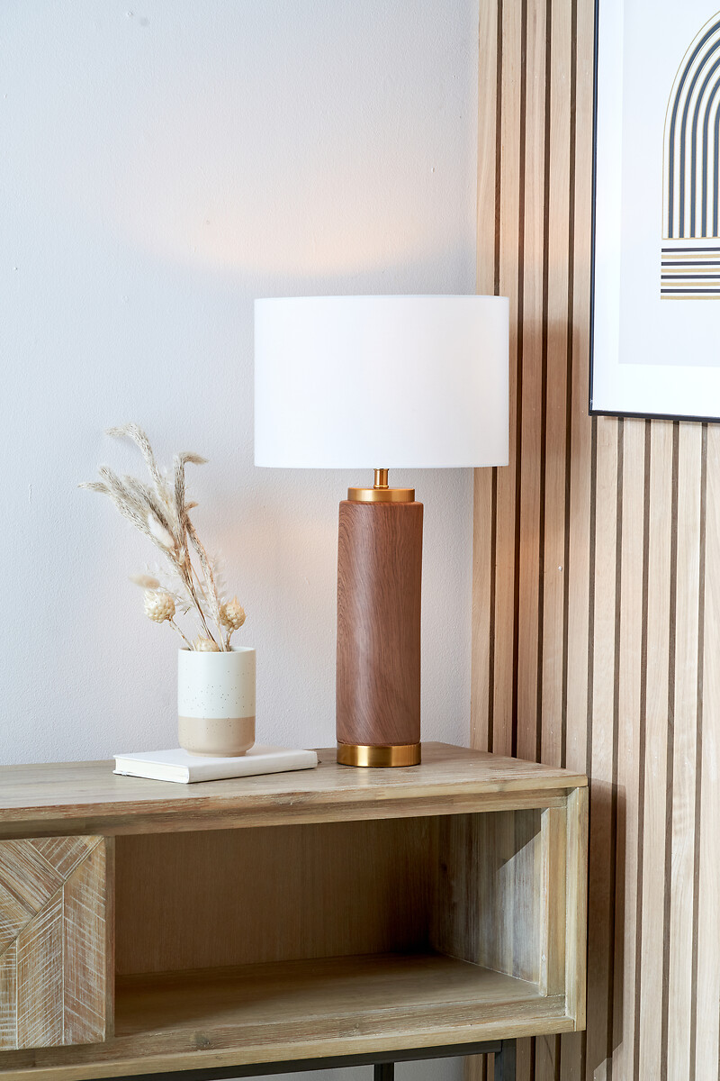 Carrera Tall Wood Effect Ceramic Table Lamp, ÉDITÉ