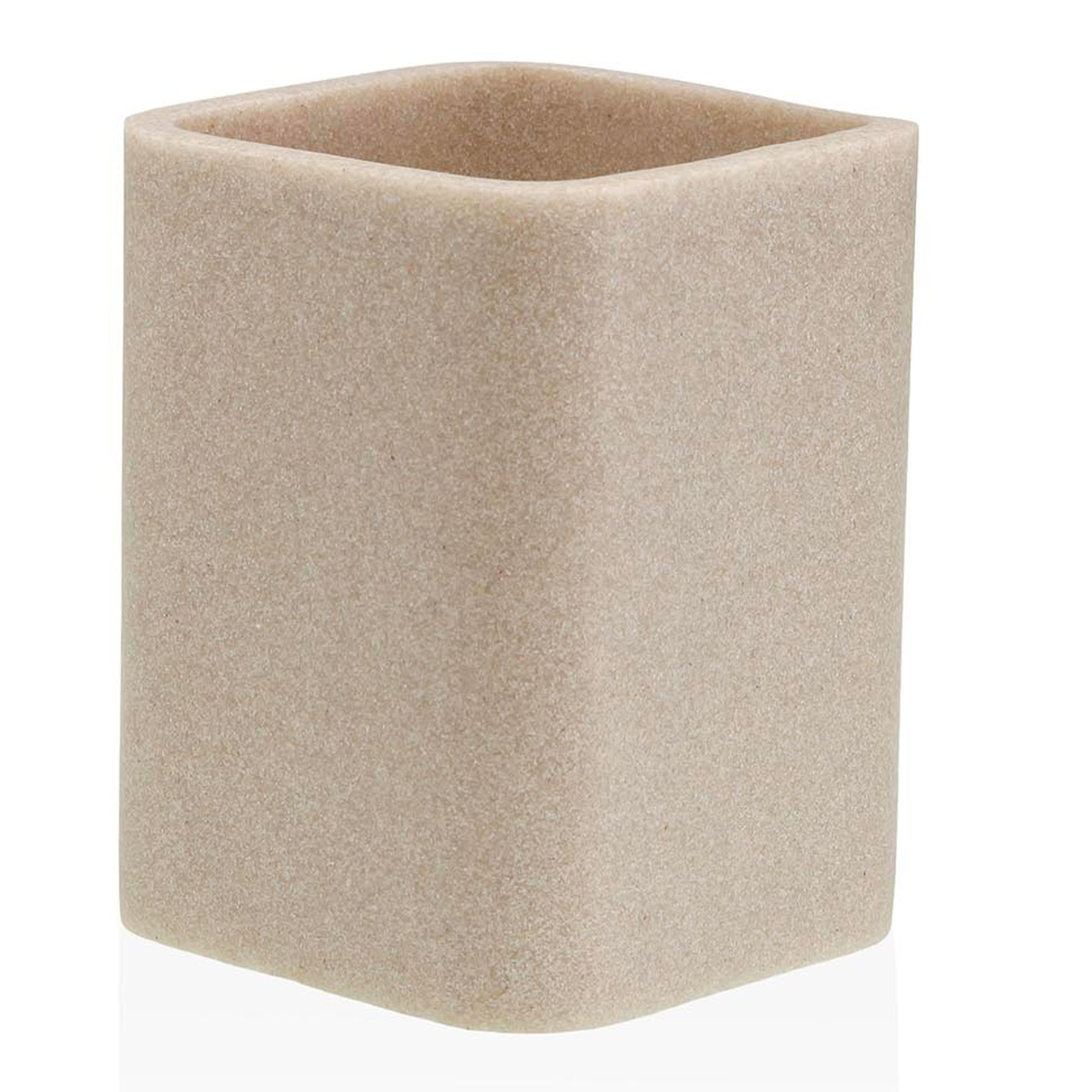 Porte brosse à dents en résine beige 7.5x7.5x9cm, VERSA