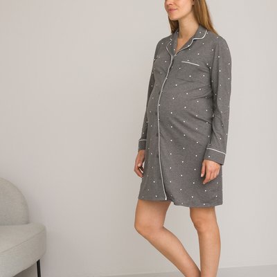 Cotton Jersey Maternity Nightshirt with Long Sleeves LA REDOUTE COLLECTIONS