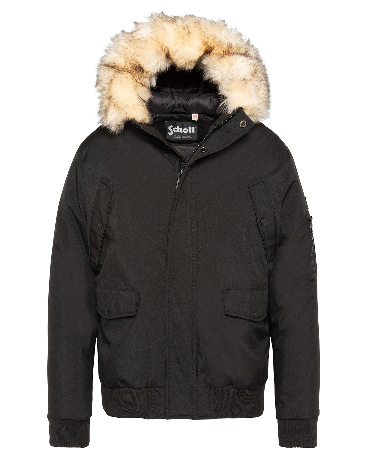 Blouson à capuche avec imitation fourrure amovible, SCHOTT