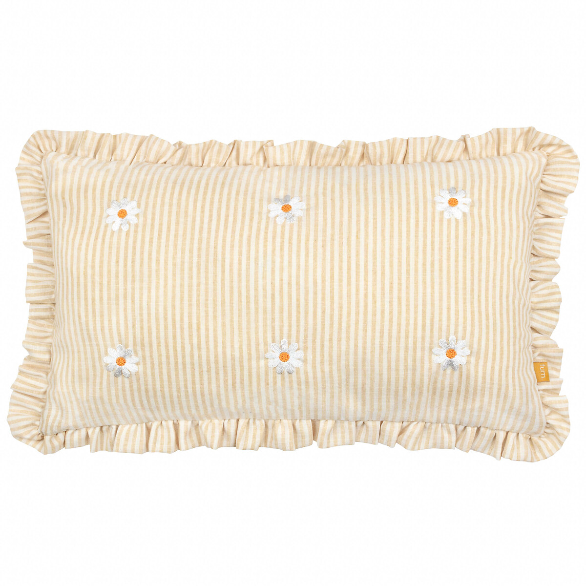 Les Fleurs Striped Ruffle Feather Rich Cushion, FURN.