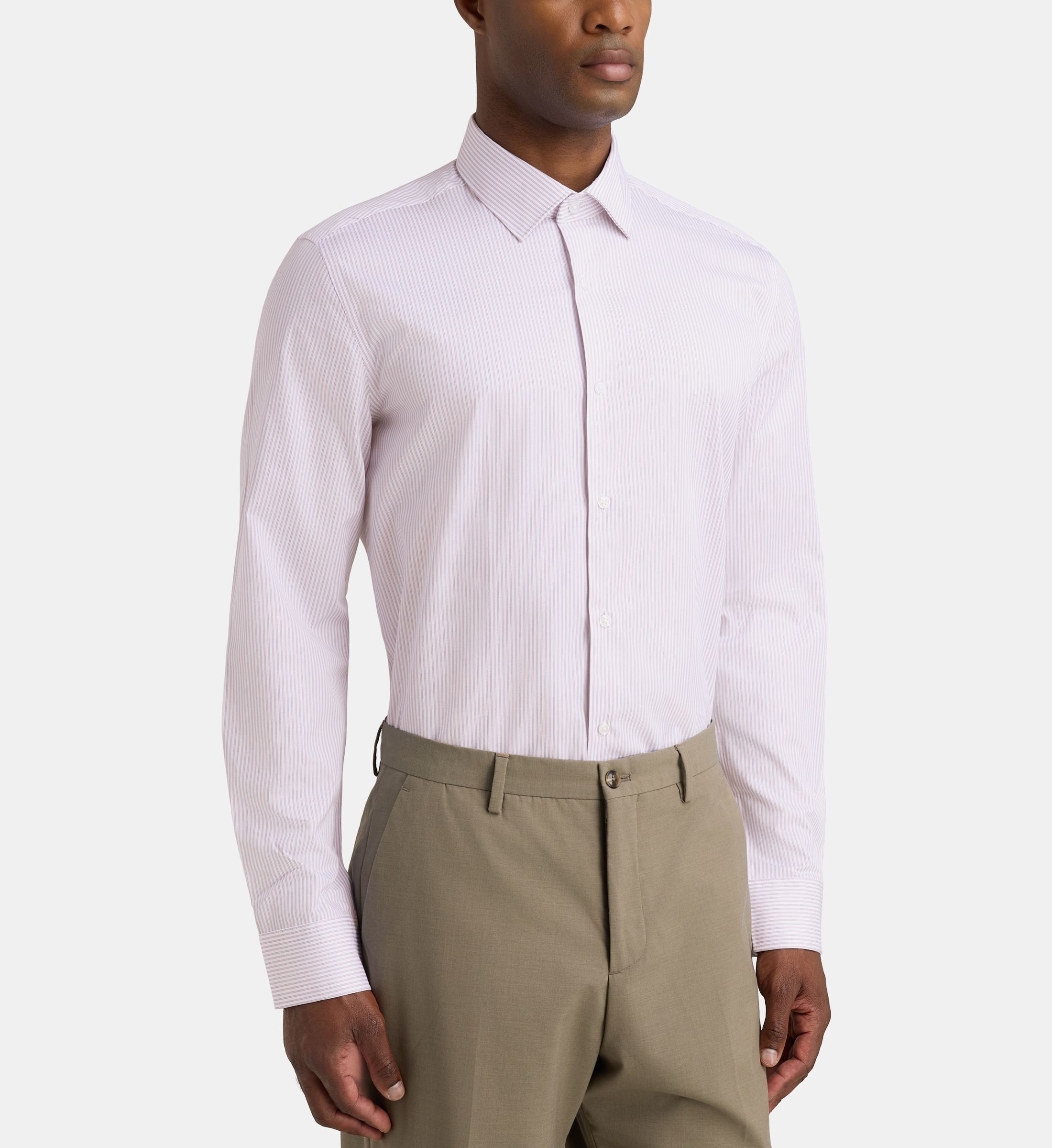 Chemise ajustée msrrae rayures sans repassage coton bio, GALERIES LAFAYETTE