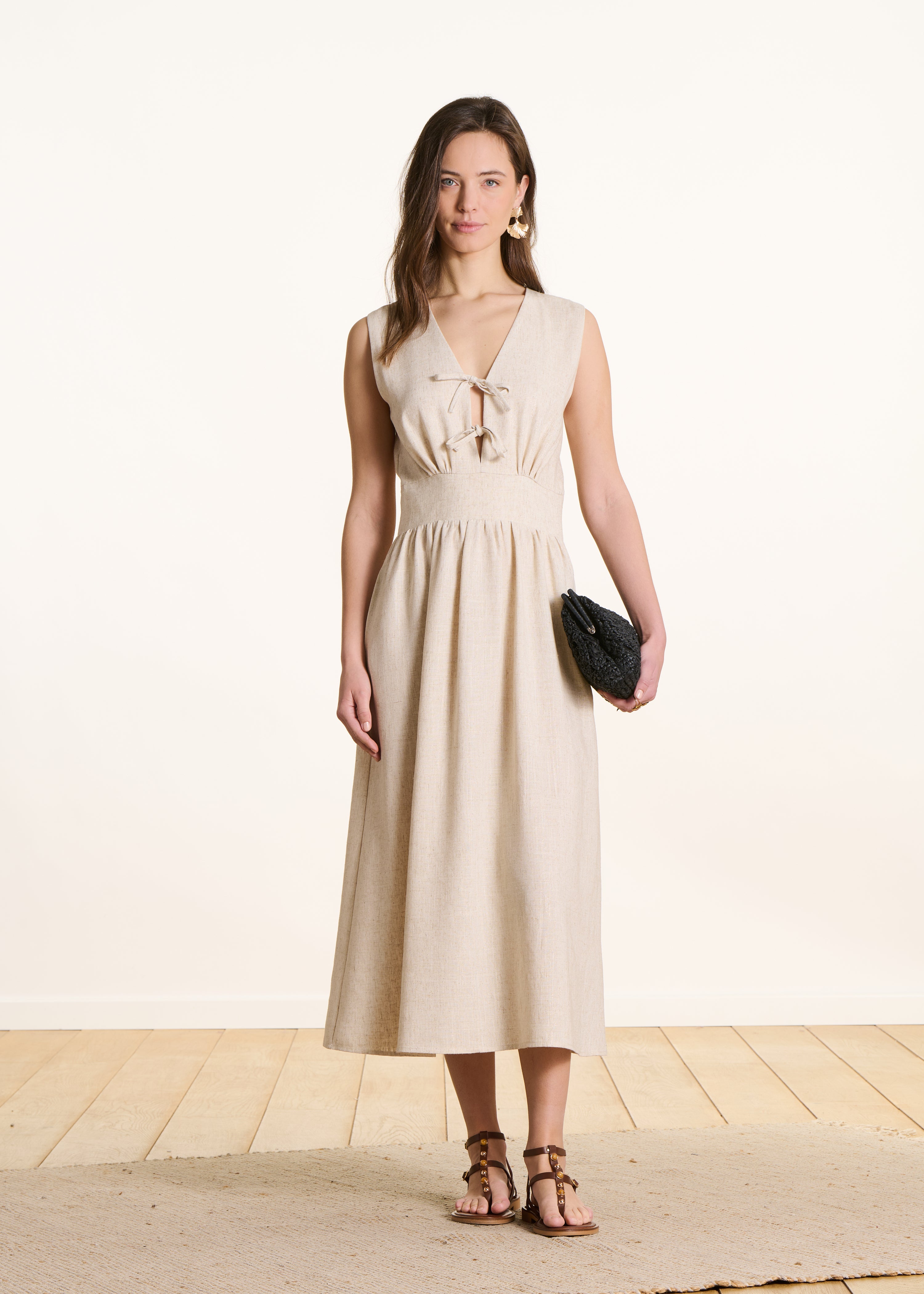 Robe longue cintrée irisée sans manches, LA FEE MARABOUTEE