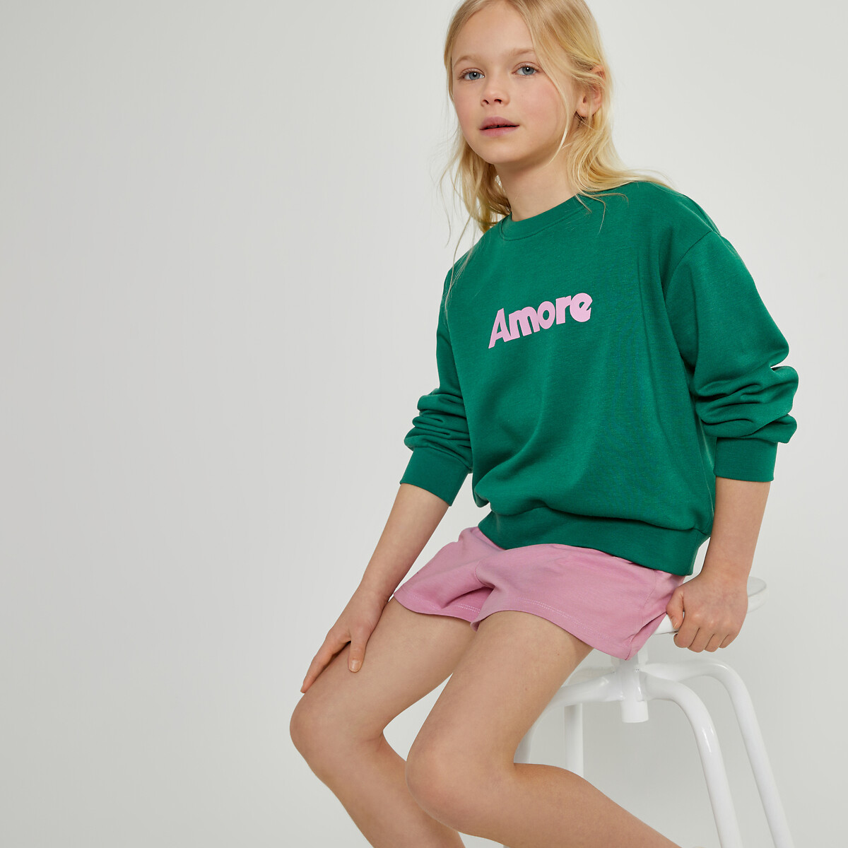 Sweat col rond en molleton, texte Amore