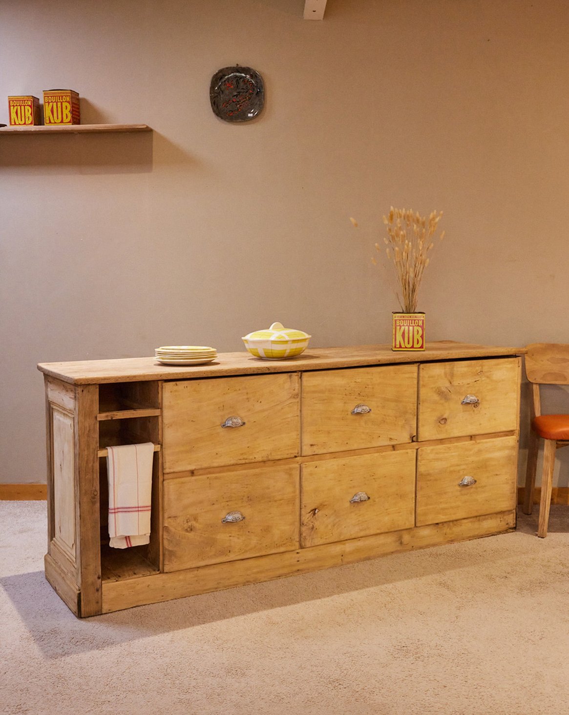 Comptoir en bois poncé Fernand N°452 - Bon état, DEBONGOUT