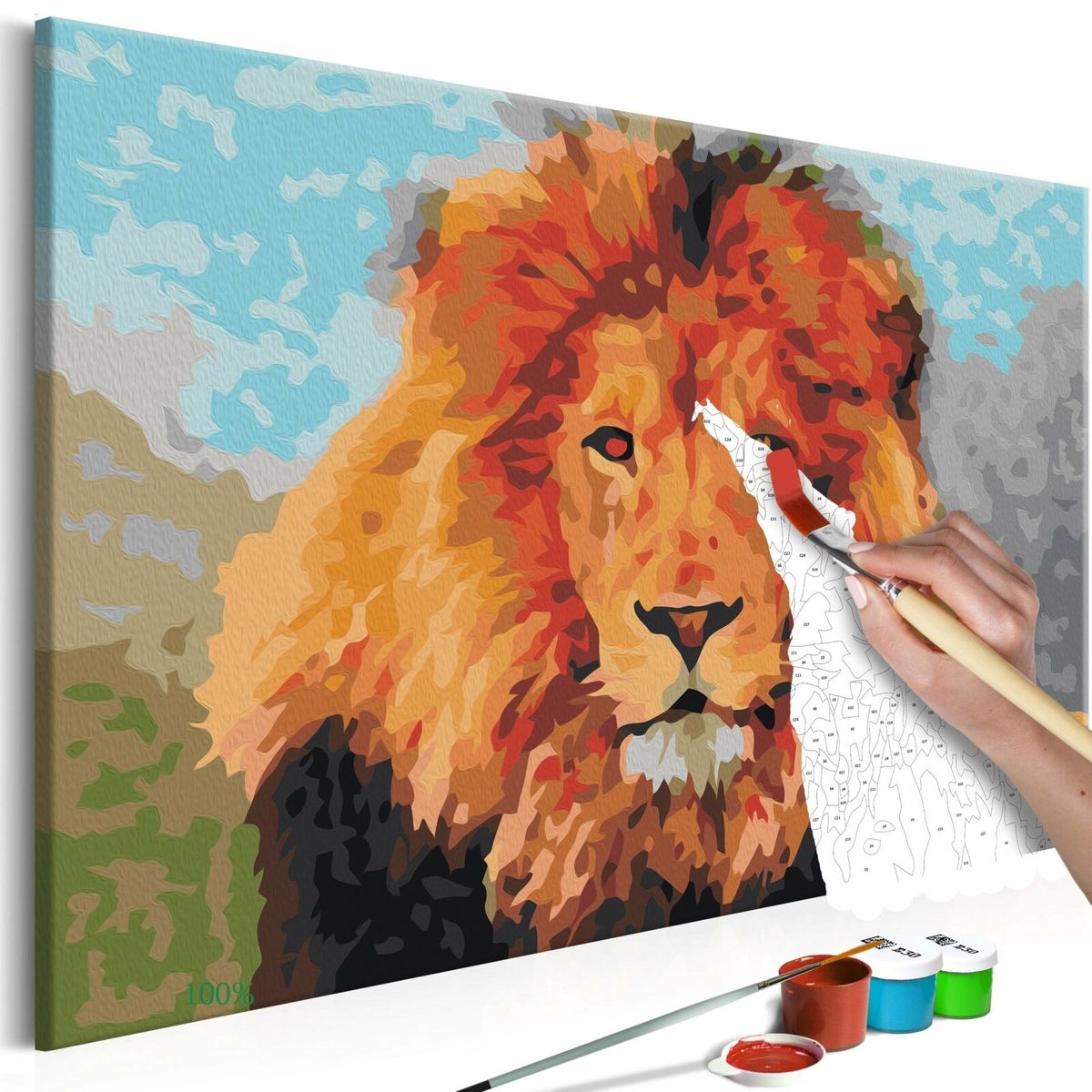 Tapis mural lion tissu jaune LION