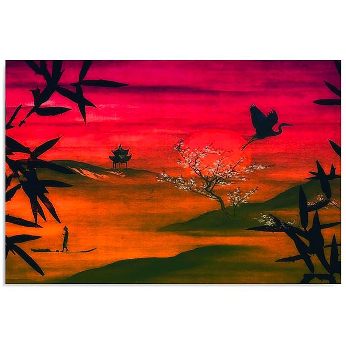 Tableau japonais samourai et taches de peinture